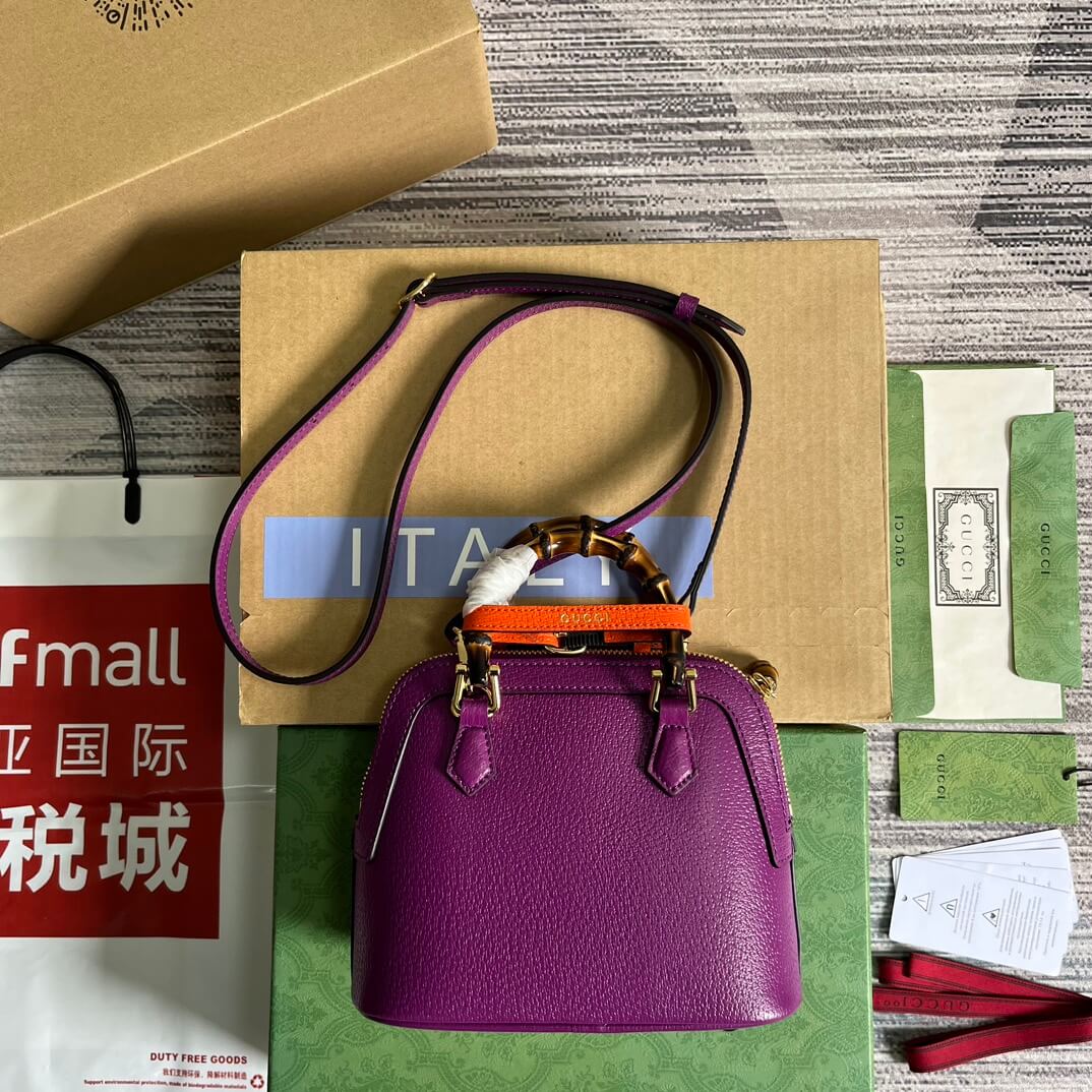 715775 dionysus gg mini tote bag totes 20cm purple cowhide real leather