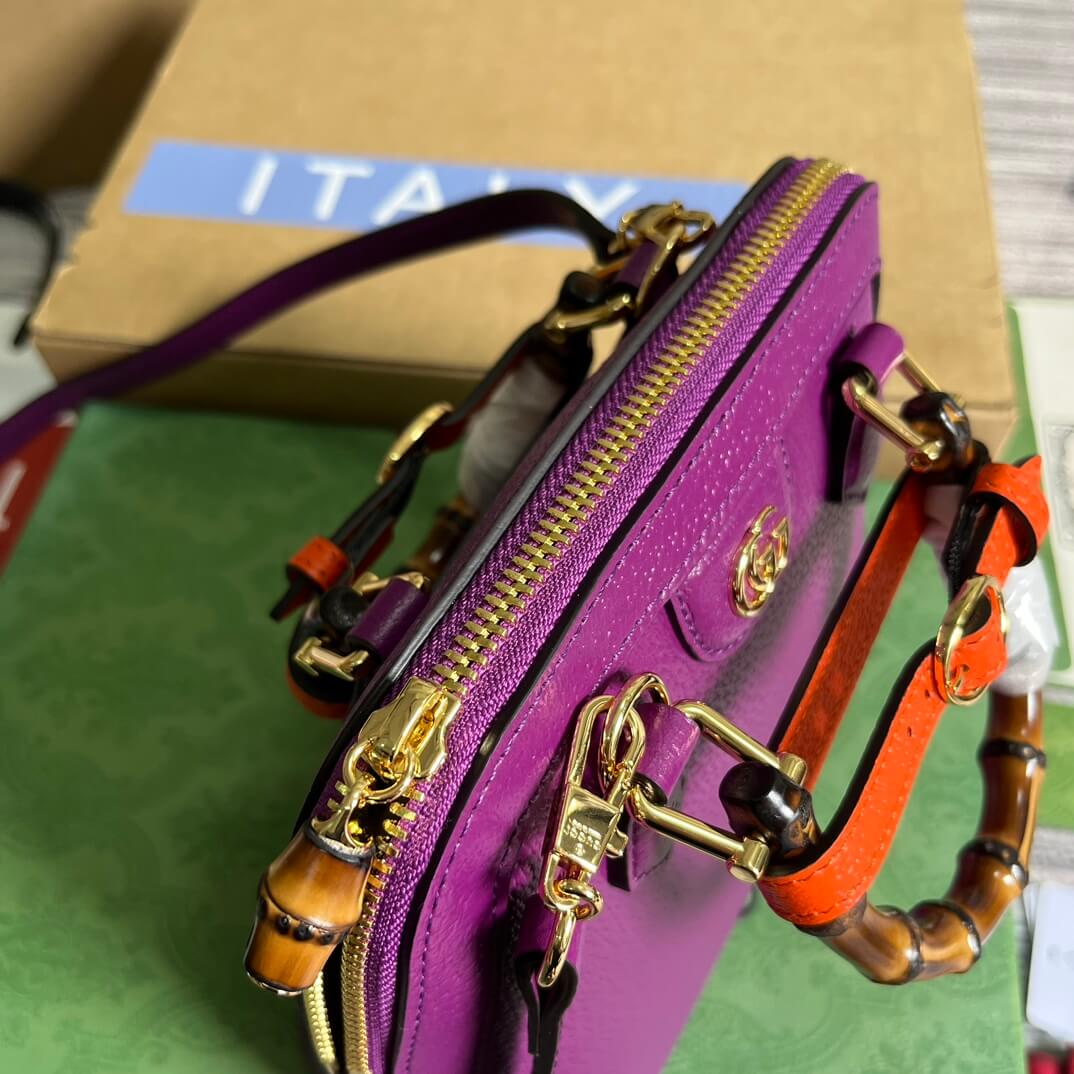 715775 dionysus gg mini tote bag totes 20cm purple cowhide real leather