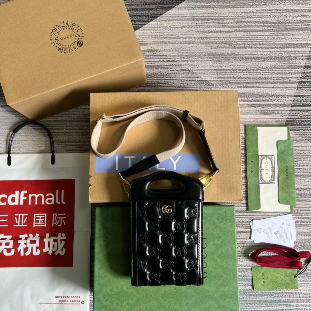 723776 um8hg 1046 gg matelasse 14cm black shoulder bag cross body bags handbag