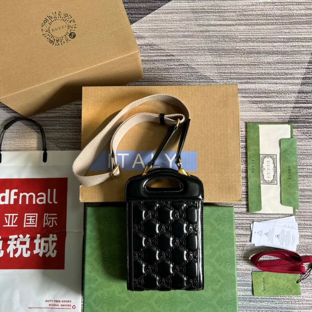 723776 um8hg 1046 gg matelasse 14cm black shoulder bag cross body bags handbag