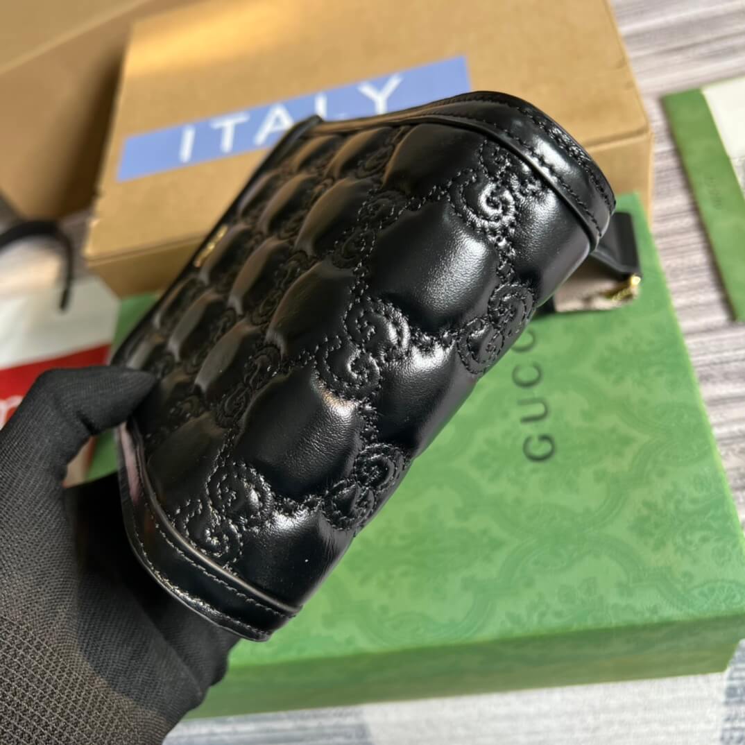 723776 um8hg 1046 gg matelasse 14cm black shoulder bag cross body bags handbag