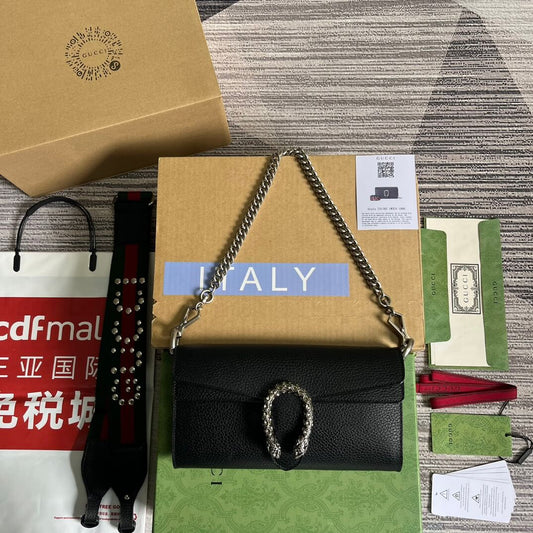 731782 dionysus gg 25cm black cowhide real leather