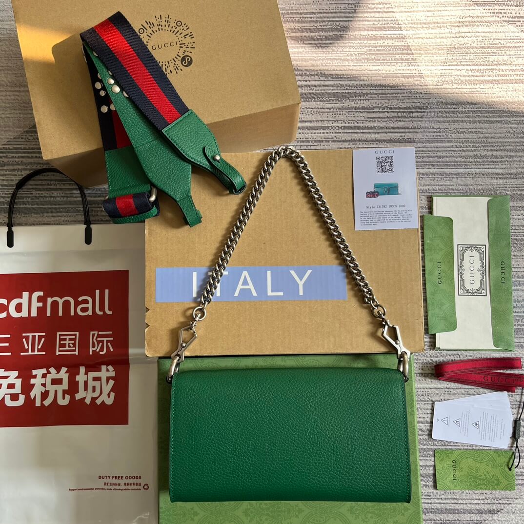 731782 dionysus gg 25cm green cowhide real leather