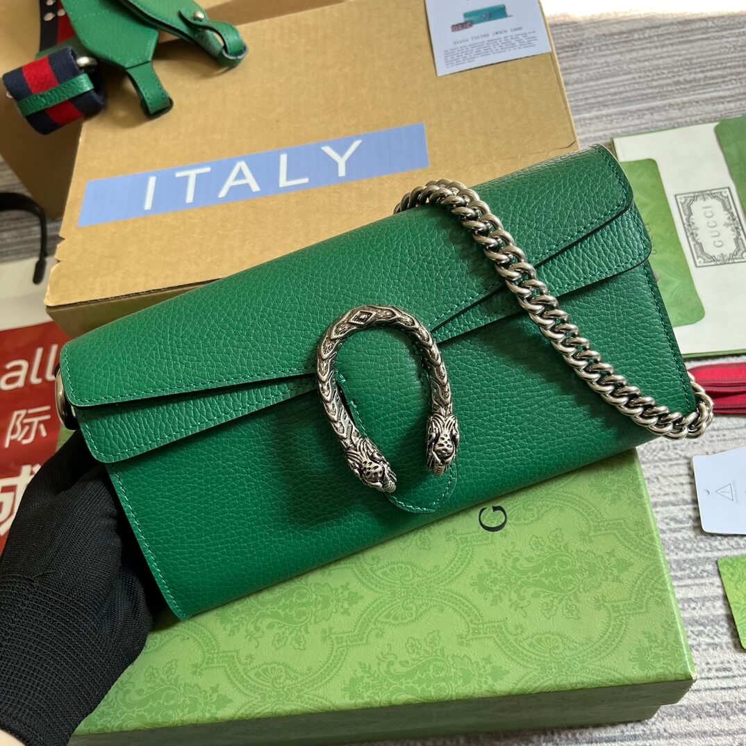 731782 dionysus gg 25cm green cowhide real leather