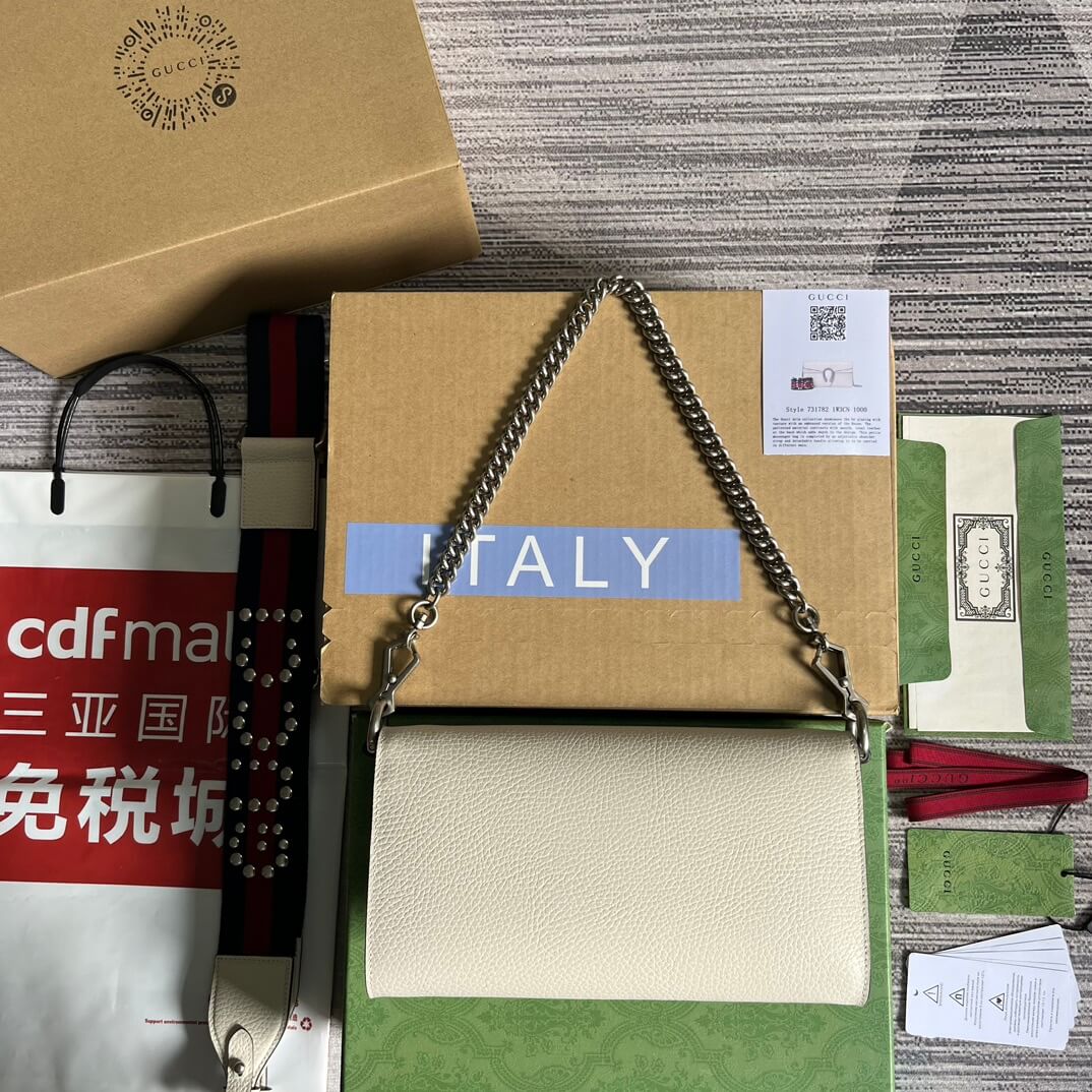 731782 dionysus gg 25cm white cowhide real leather