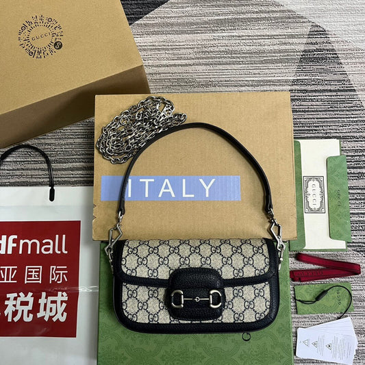 735178 horsebit 1955 shoulder bag 24cm blue