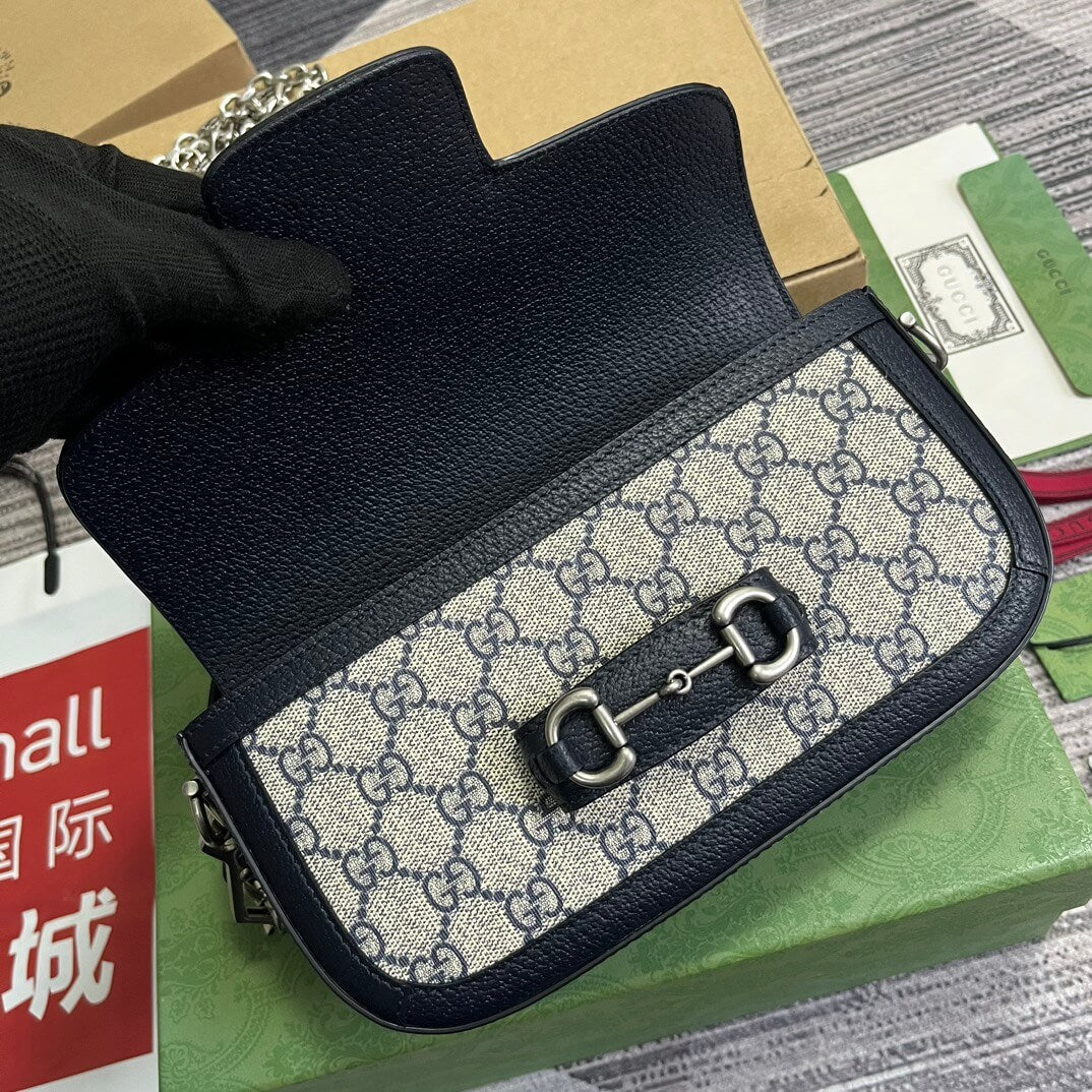 735178 horsebit 1955 shoulder bag 24cm blue