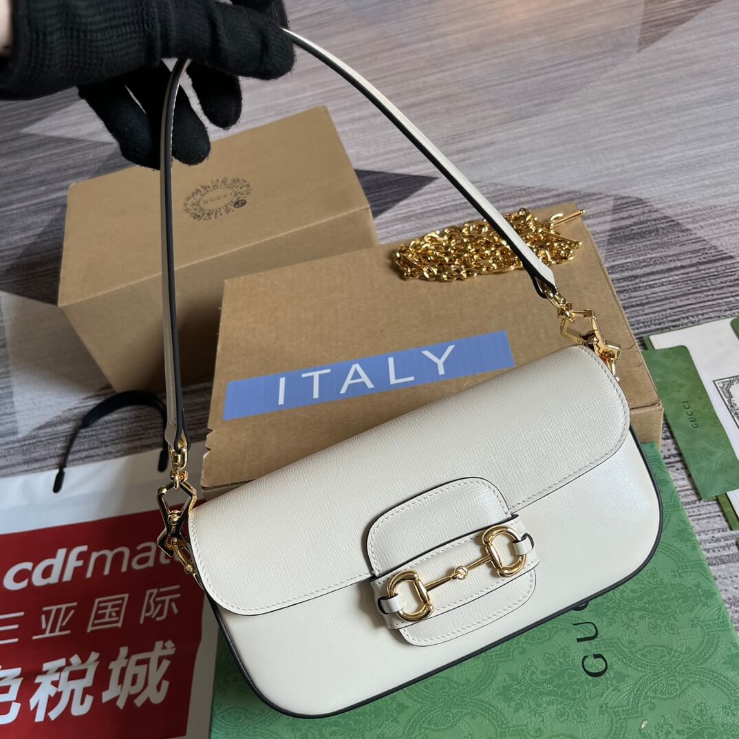 735178 horsebit 1955 shoulder bag 24cm white