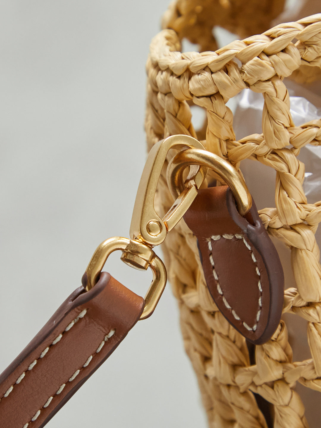Miu Miu 26S Woven Straw Bag Beige Raffia Brown Leather 5BA316