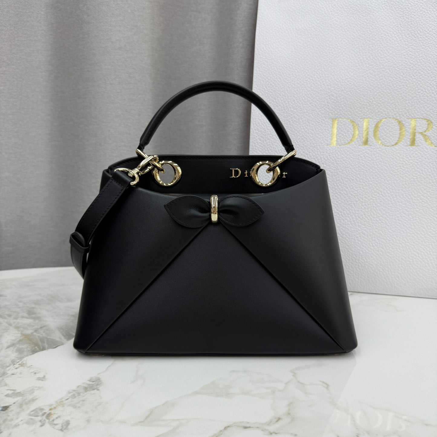 Dior Bow Tote Black Gold Hardware DO0737 - Image 1