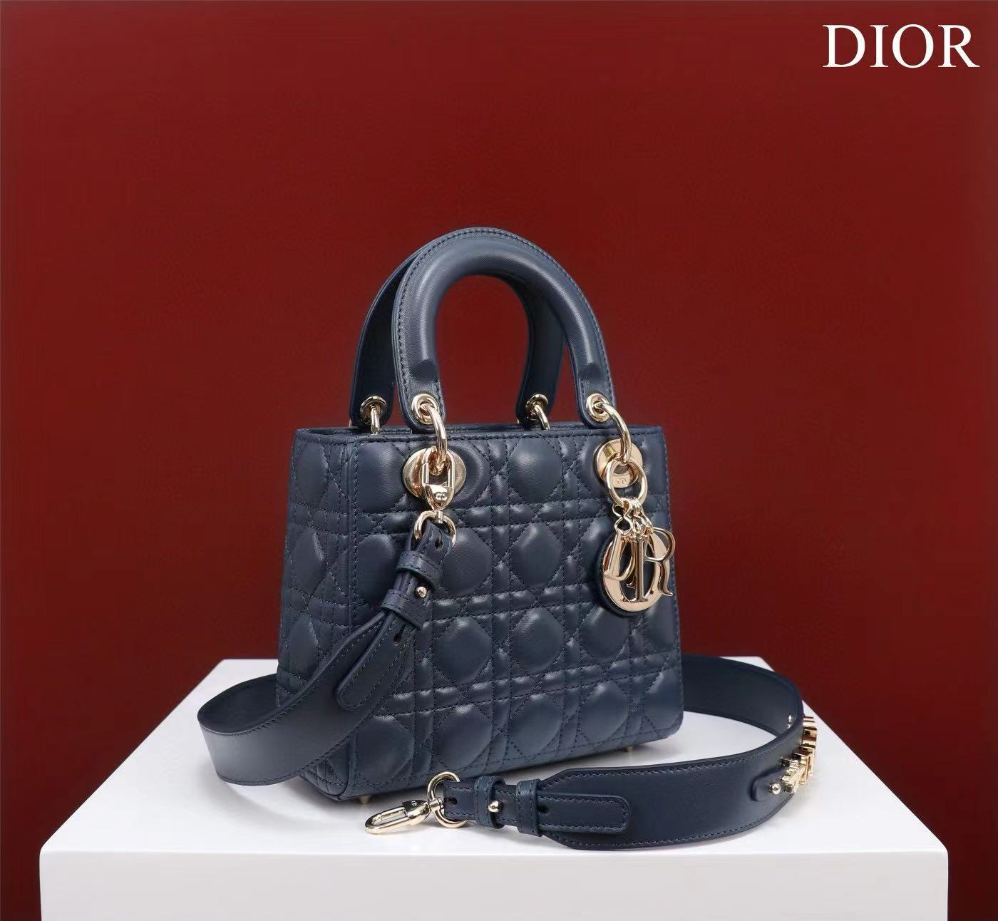 Small Lady Dior My ABCDior Bag Deep Ocean Blue Cannage Lambskin M66B