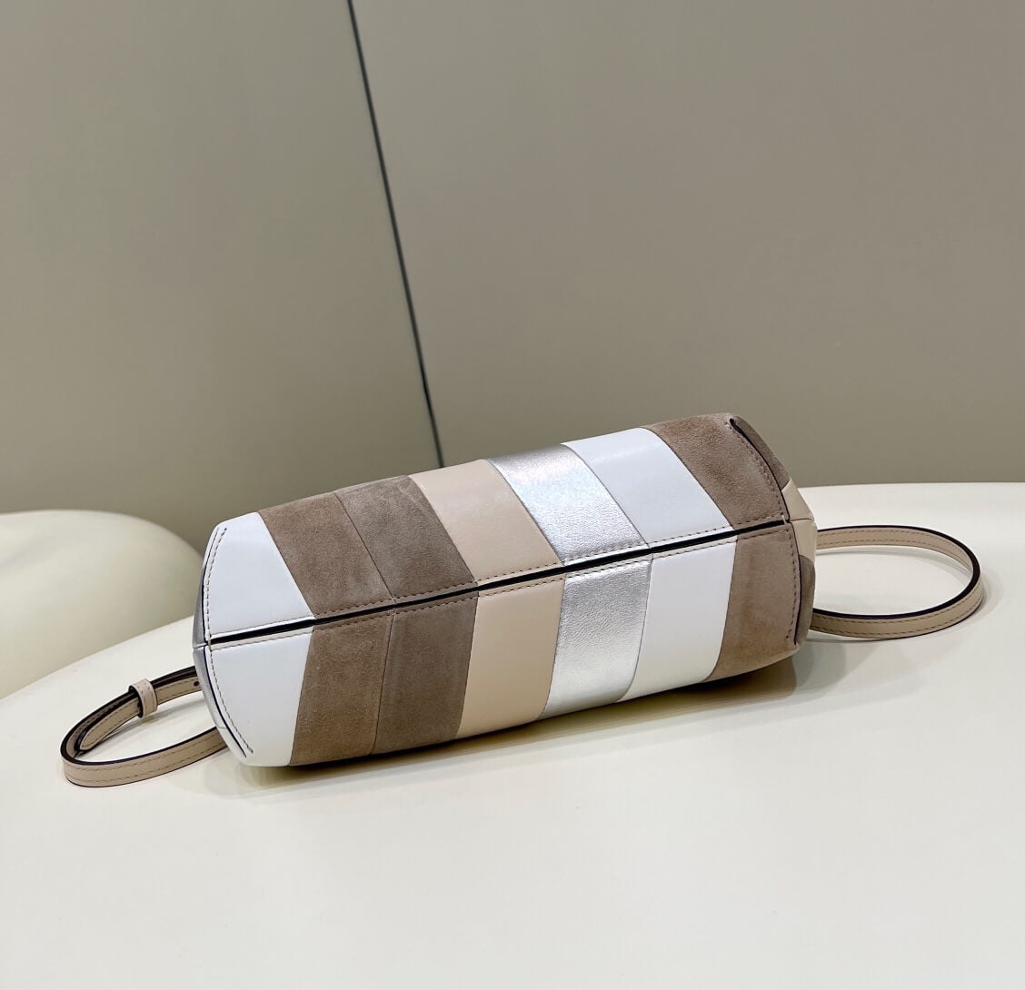 80035m ff first bag small leather bag with multicolor inlay grey white