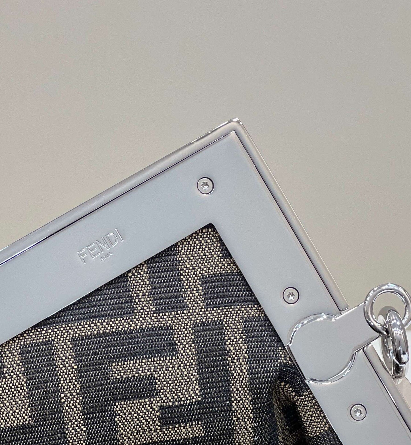 80035m ff first bag small leather bag with multicolor inlay grey white