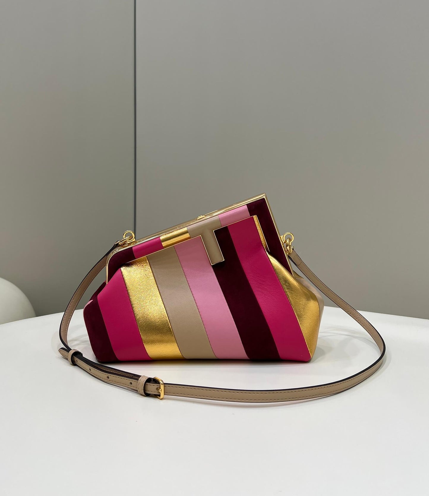 80035m ff first bag small leather bag with multicolor inlay