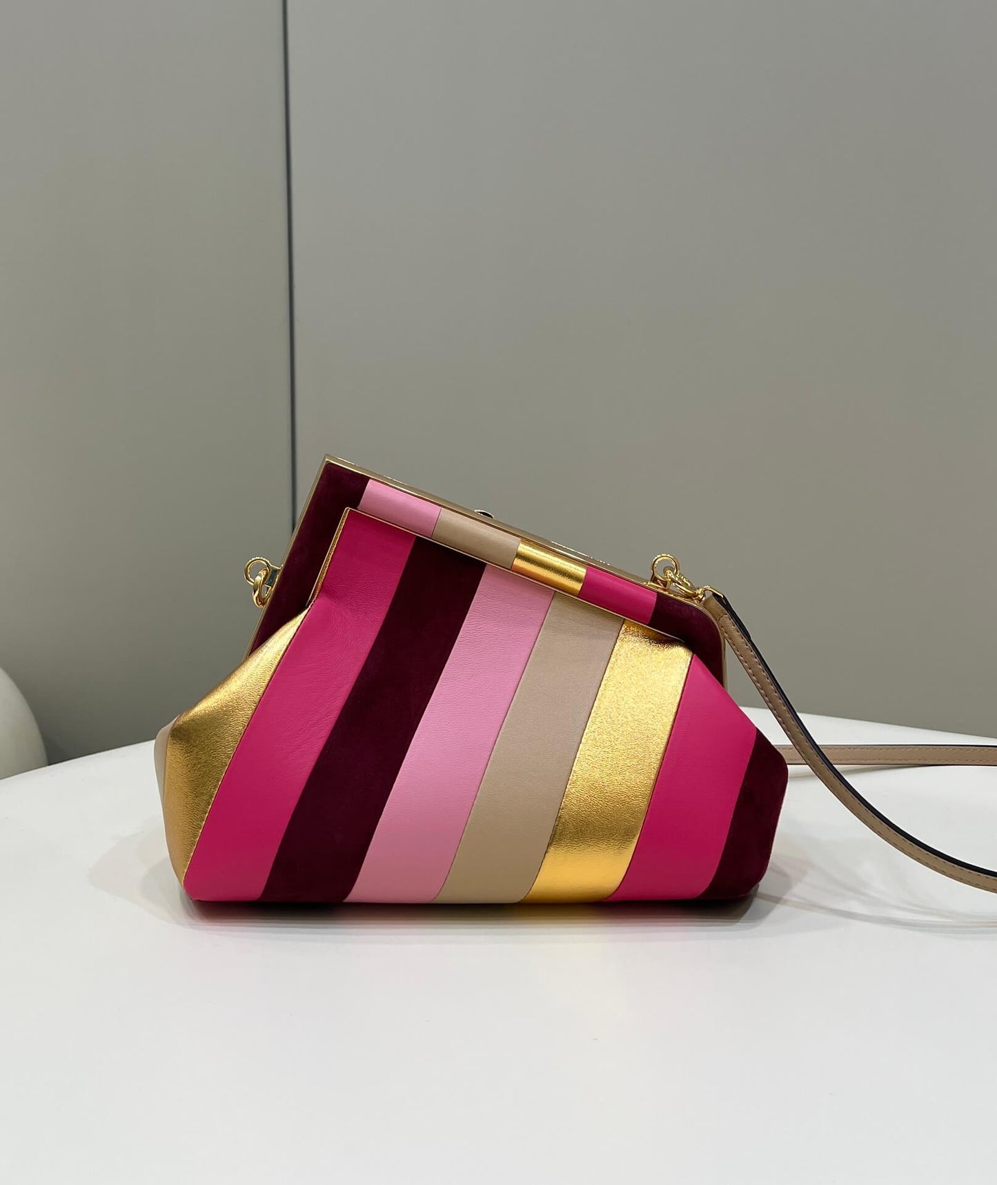 80035m ff first bag small leather bag with multicolor inlay