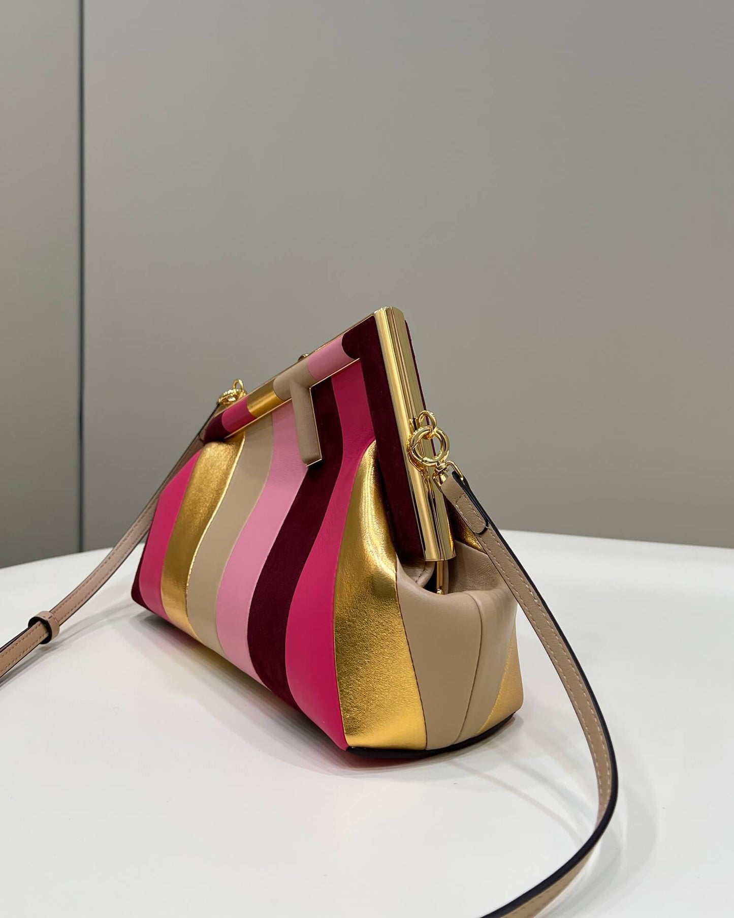 80035m ff first bag small leather bag with multicolor inlay