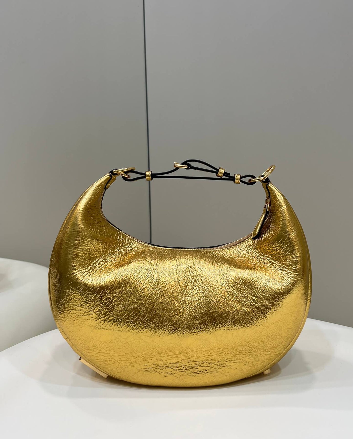 80056 fd ndigraphy small gold leather bag
