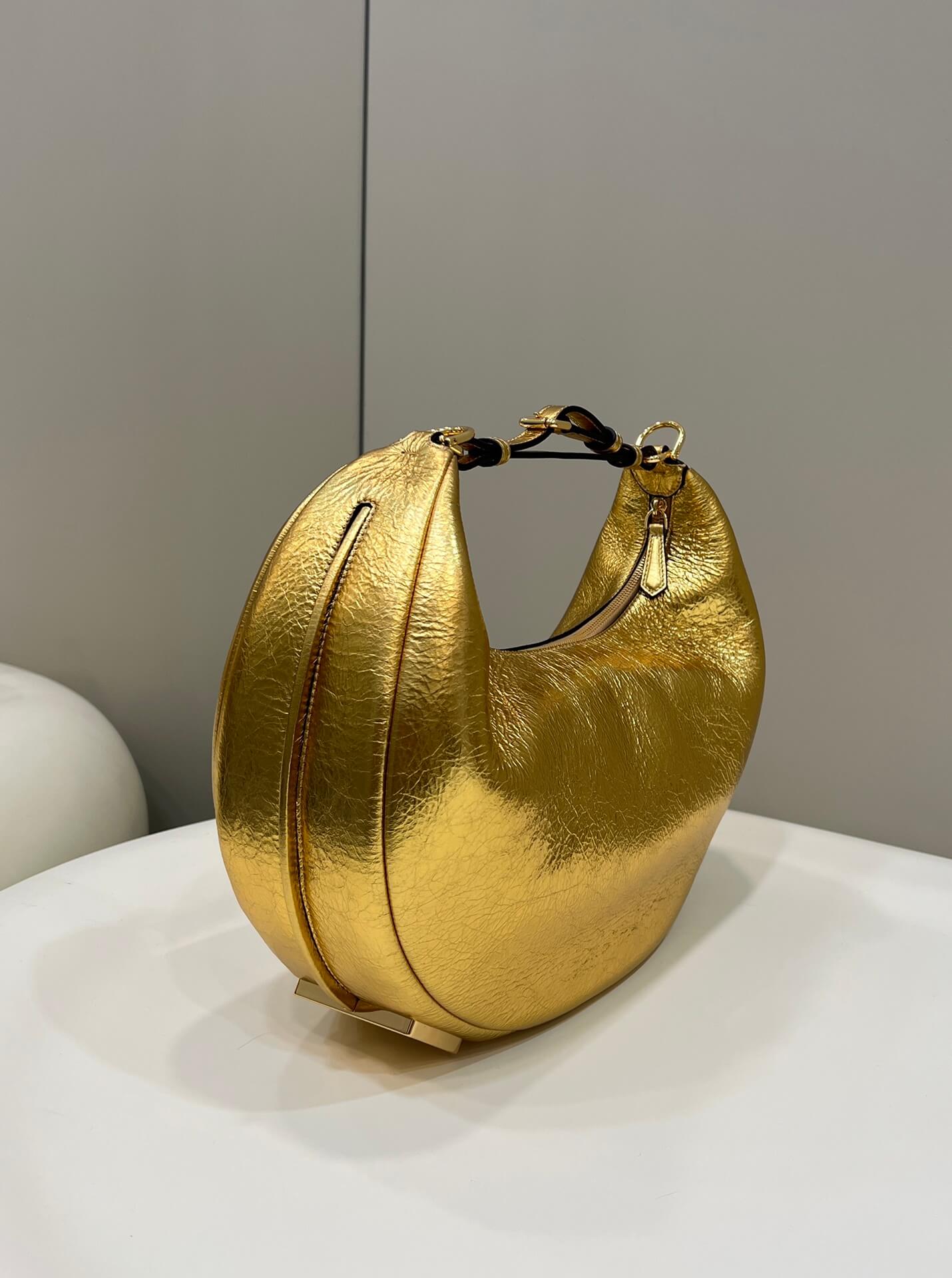 80056 fd ndigraphy small gold leather bag