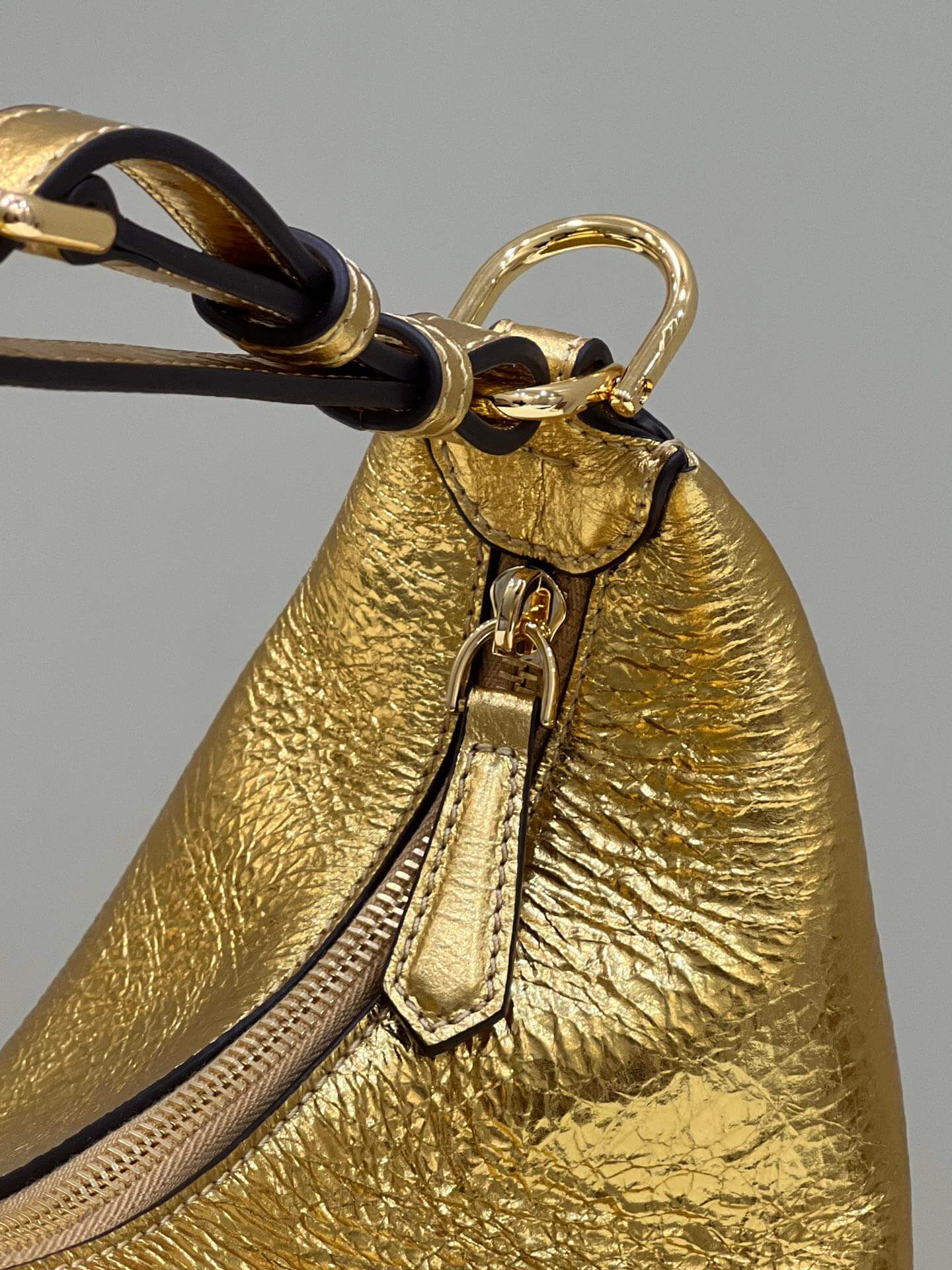 80056 fd fendigraphy small gold leather bag