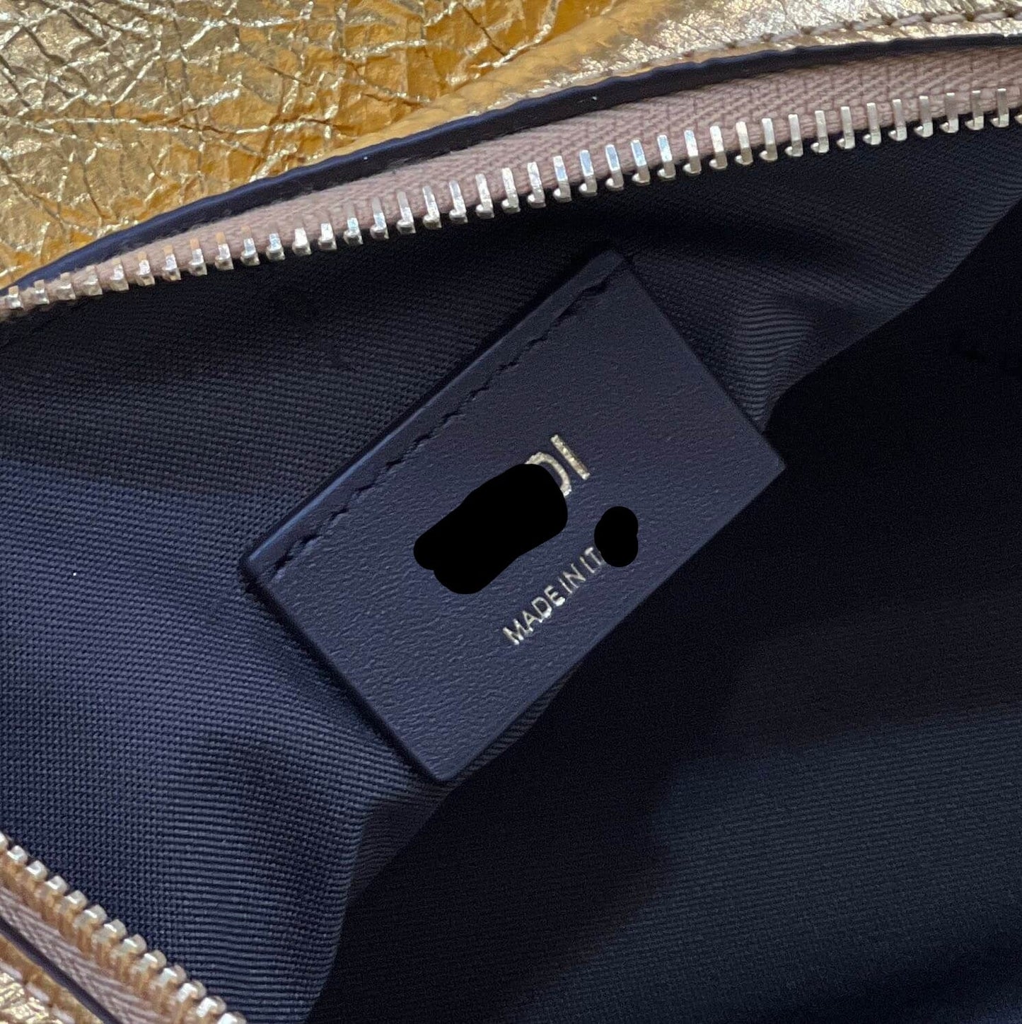 80056 fd fendigraphy small gold leather bag