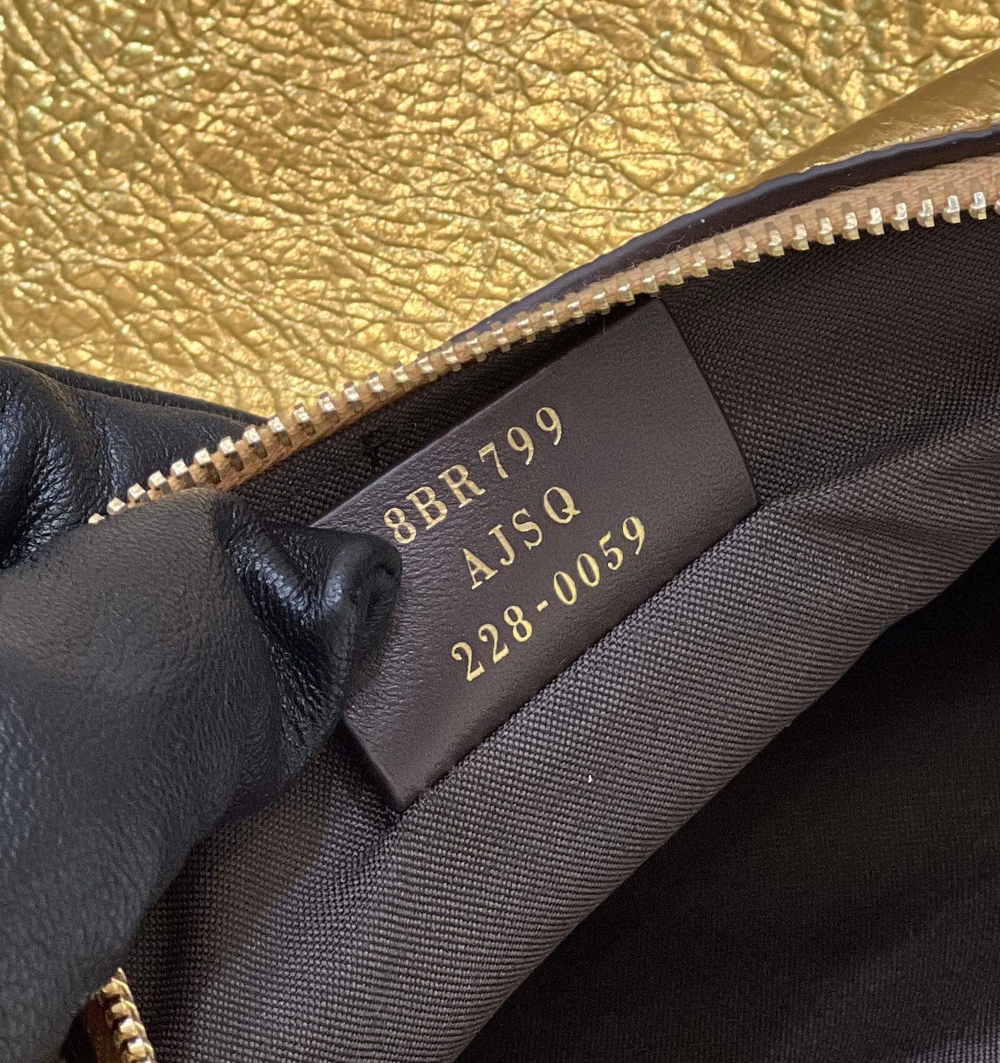 80056 fd ndigraphy small gold leather bag