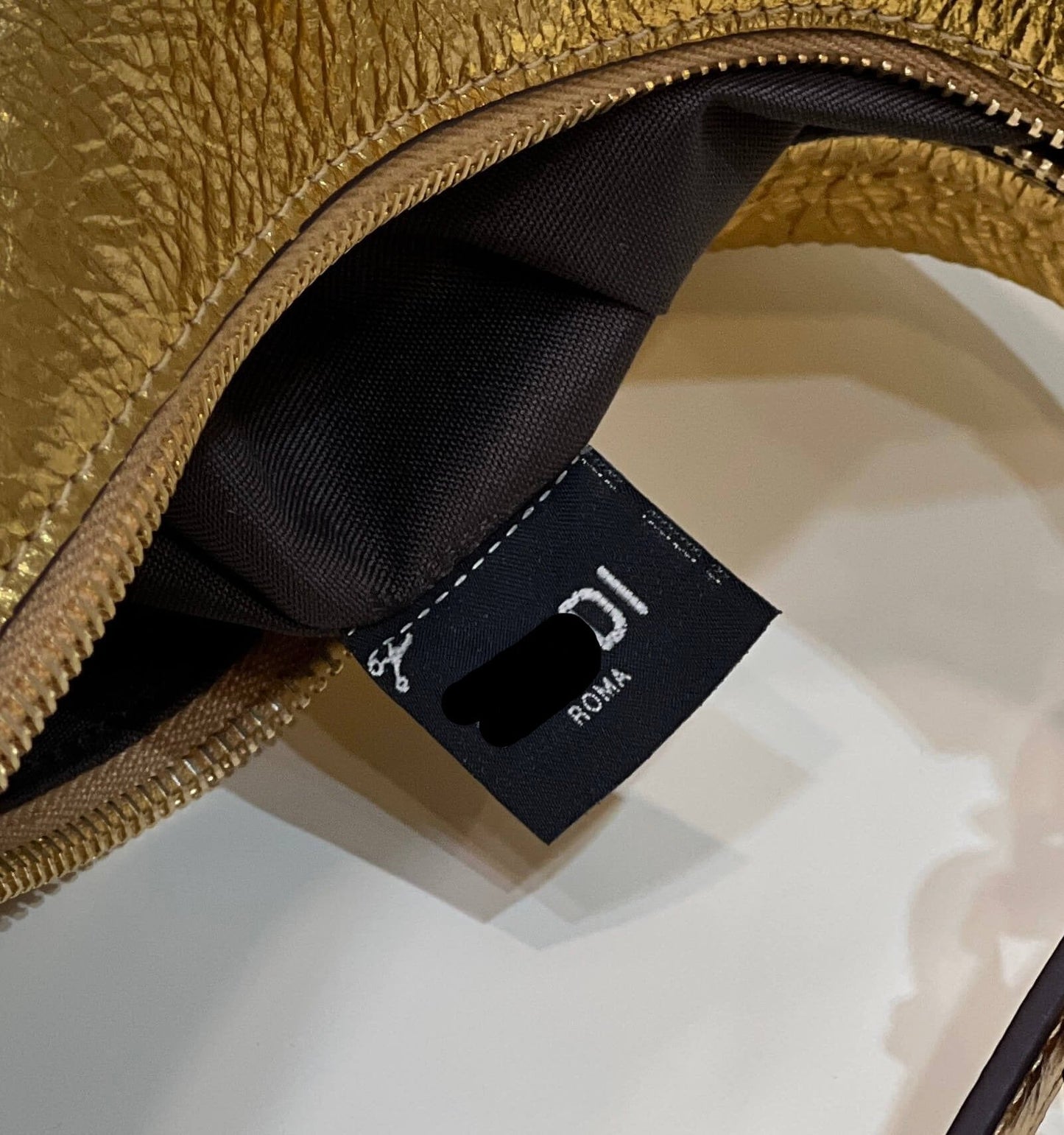 80056 fd fendigraphy small gold leather bag