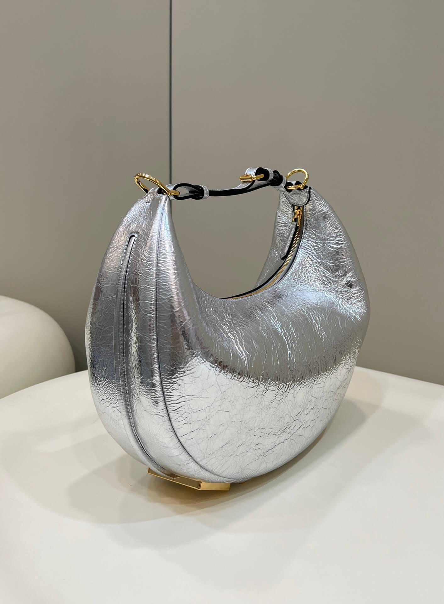 80056 fd fendigraphy small silver leather bag