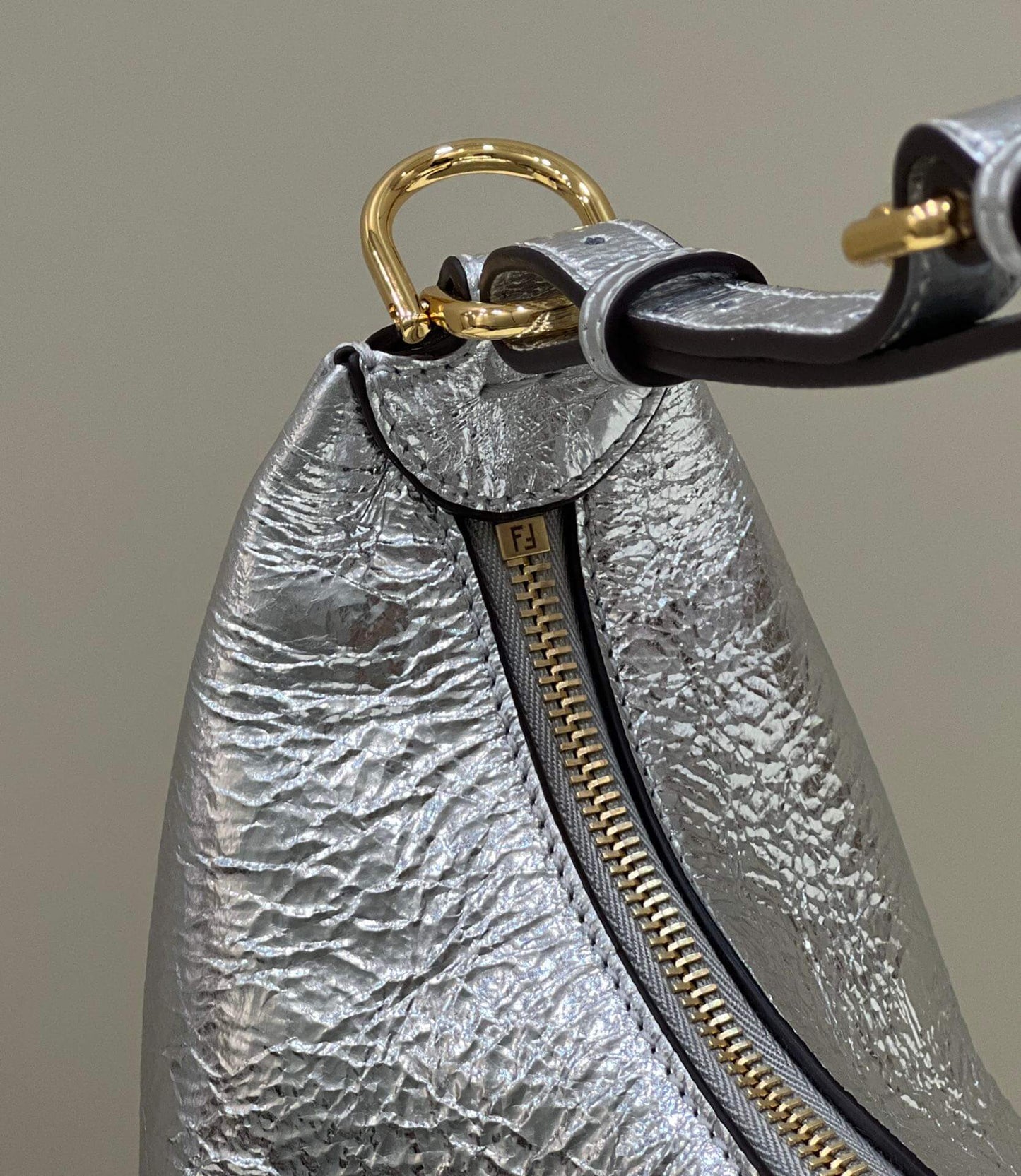 80056 fd fendigraphy small silver leather bag