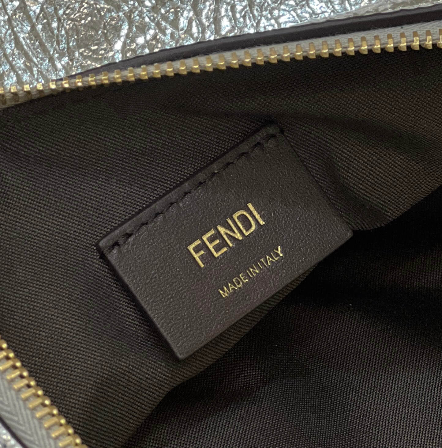 80056 fd fendigraphy small silver leather bag