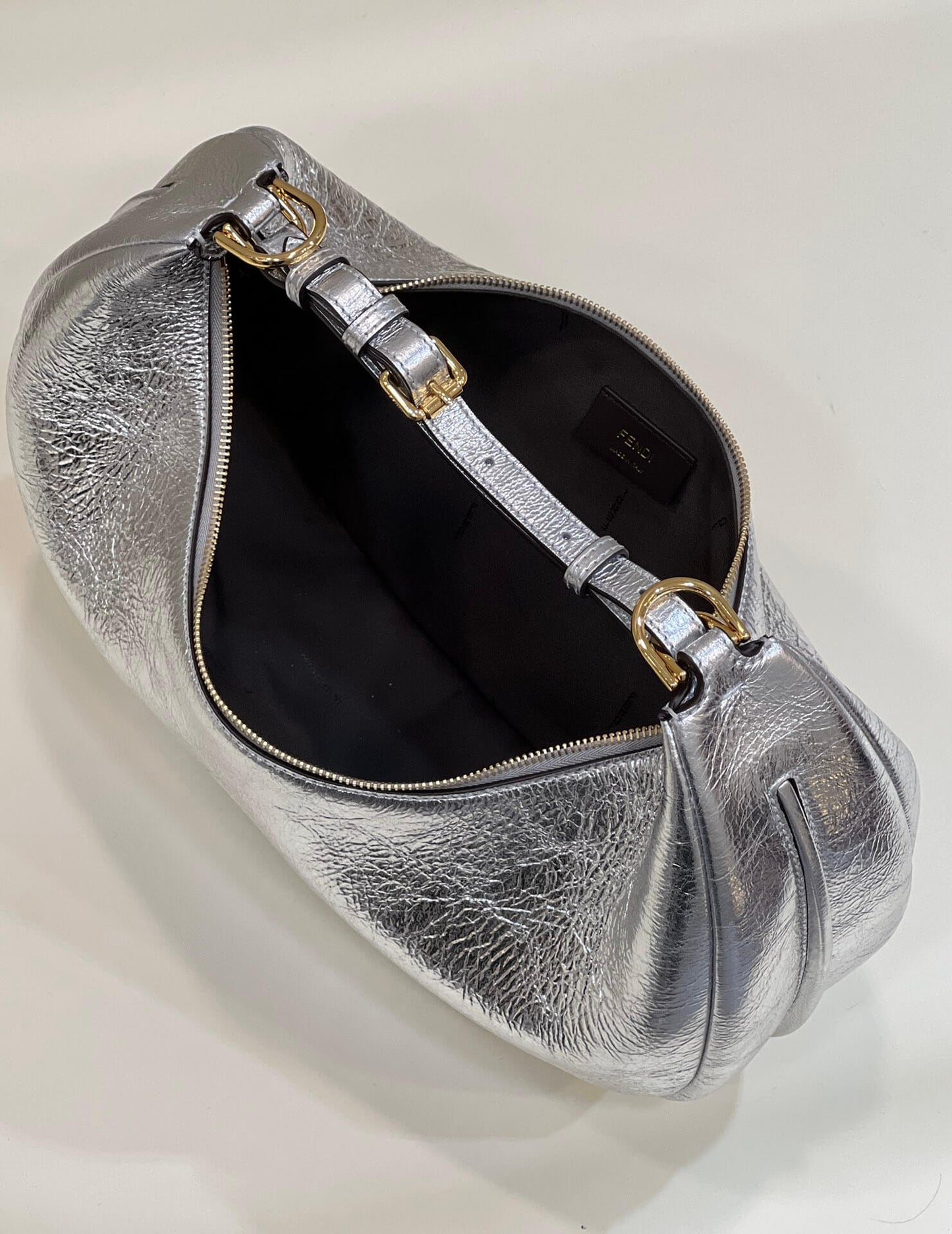 80056 fd fendigraphy small silver leather bag