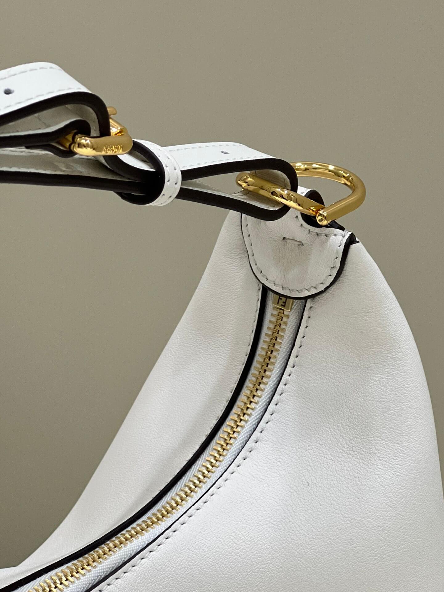 80056 fd fendigraphy small pale white leather bag
