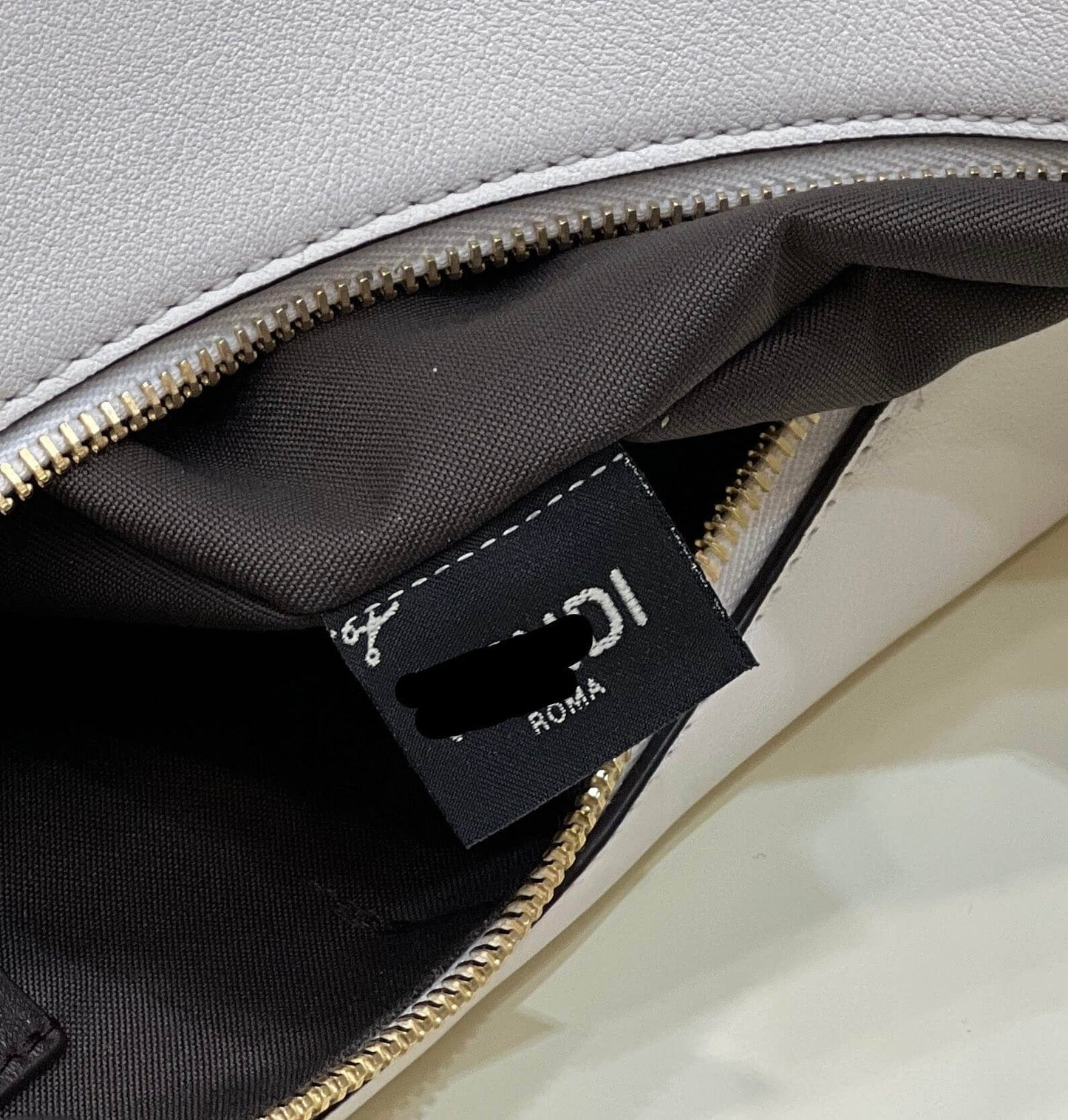 80056 fd fendigraphy small pale white leather bag