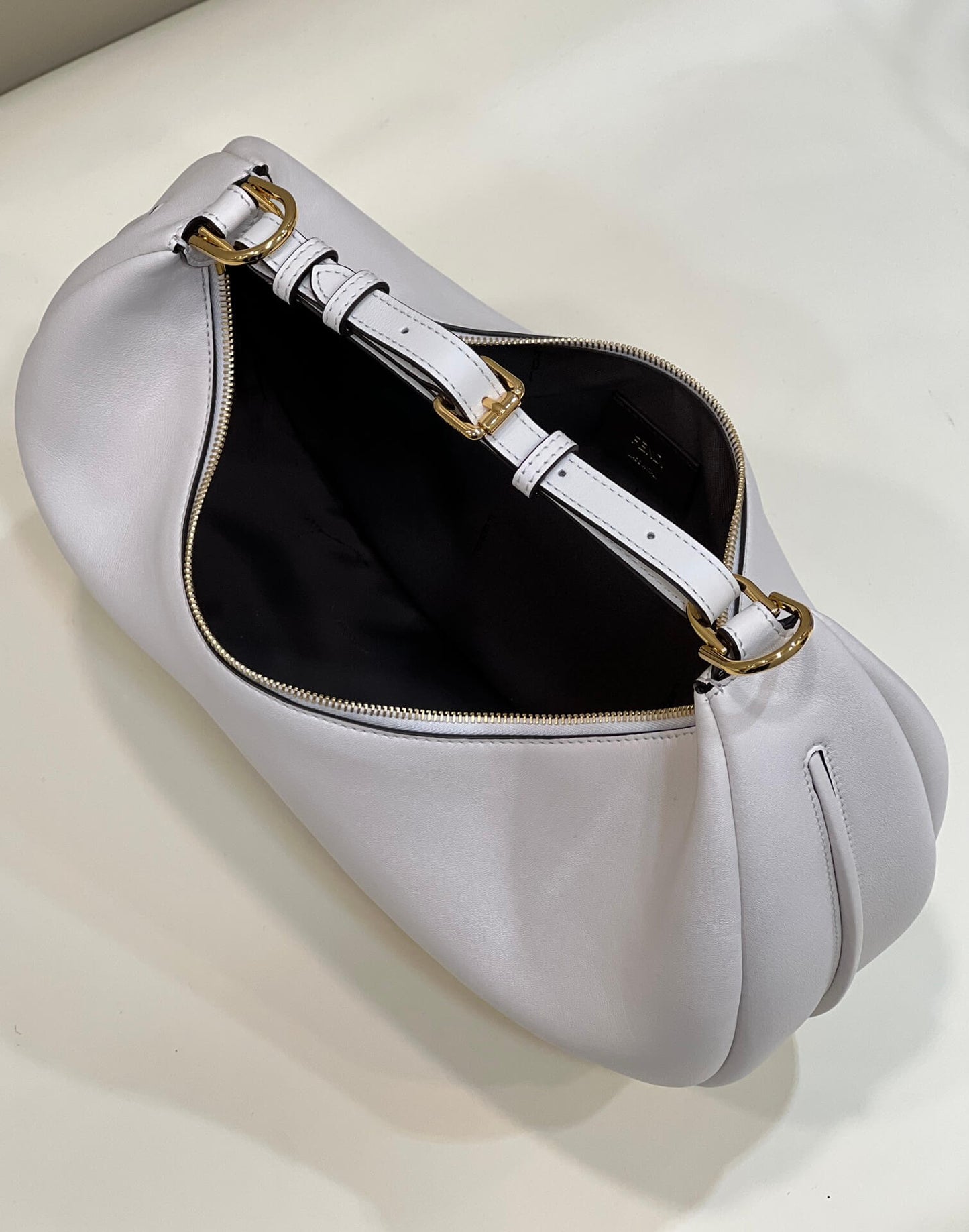 80056 fd fendigraphy small pale white leather bag