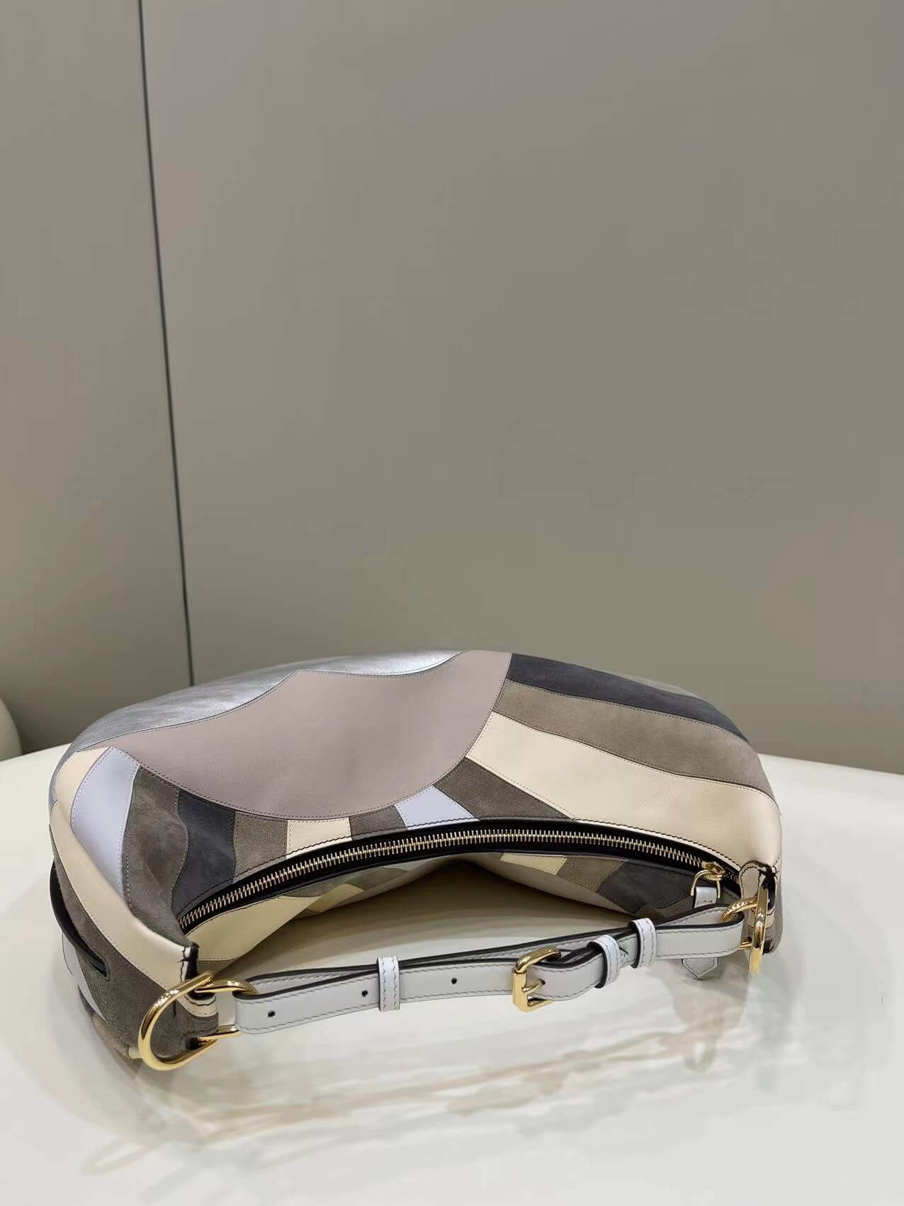 80056 fd fendigraphy small purple silver leather bag