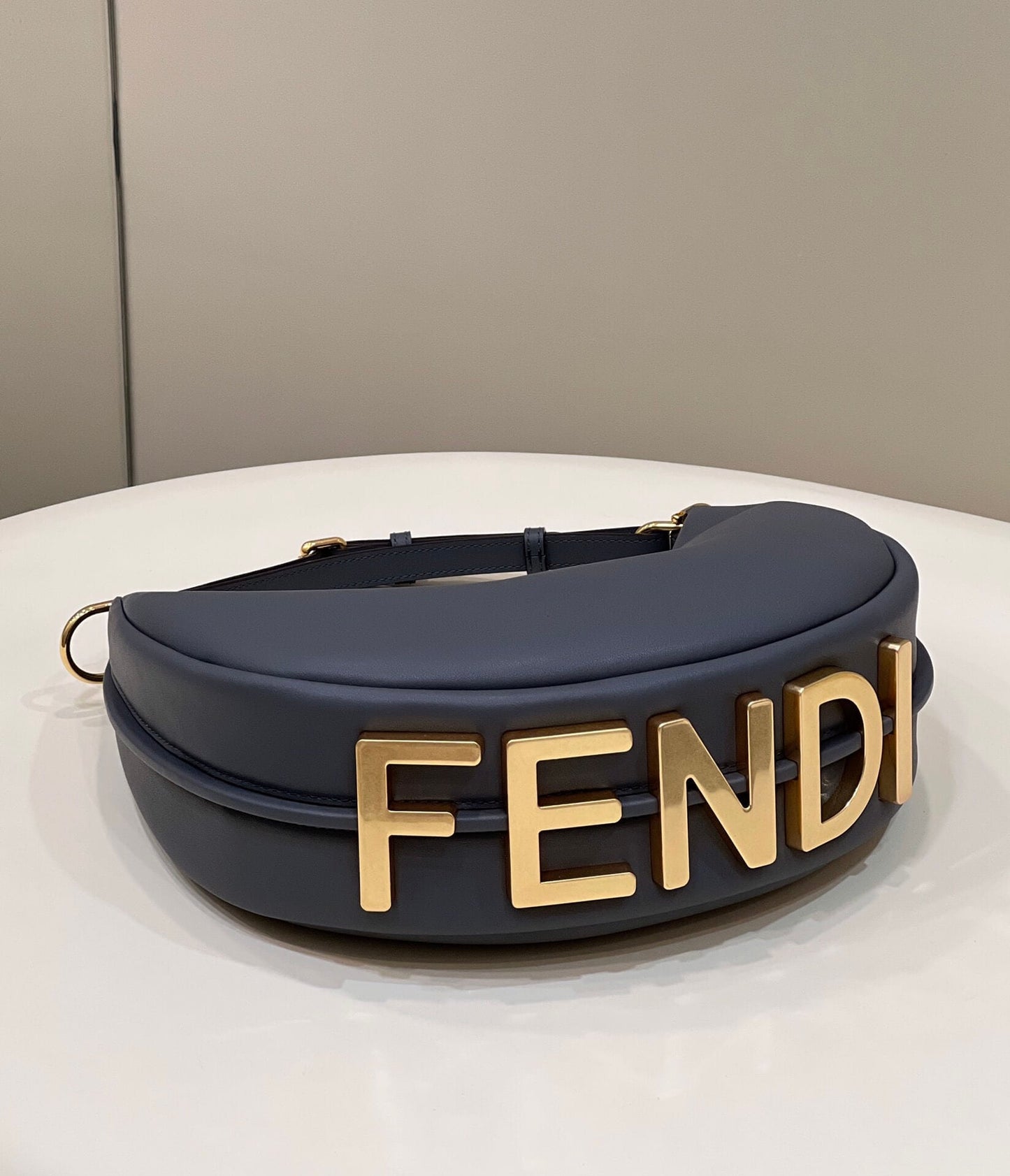 80056 fd fendigraphy small tinware grey leather bag