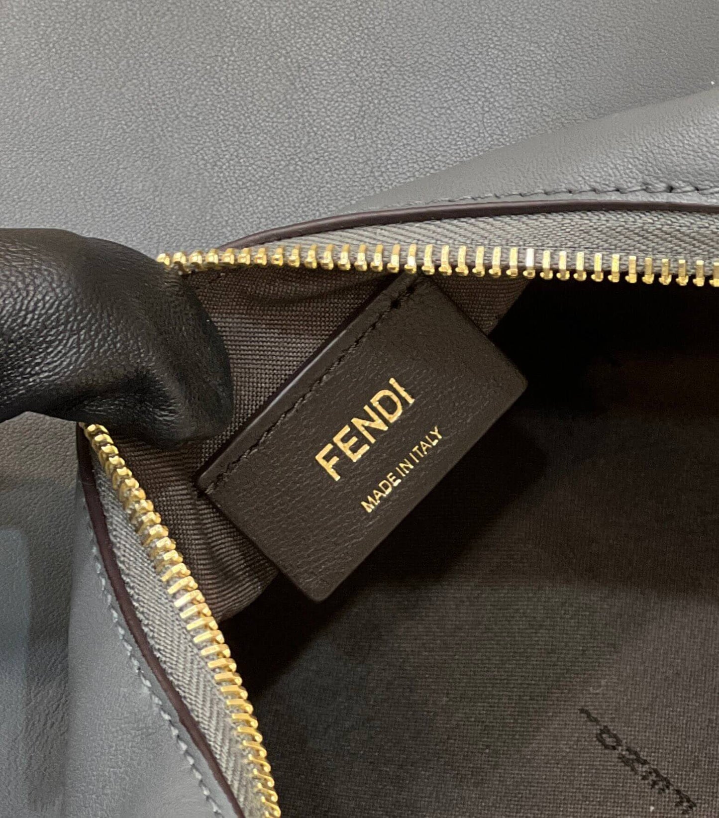 80056 fd fendigraphy small tinware grey leather bag
