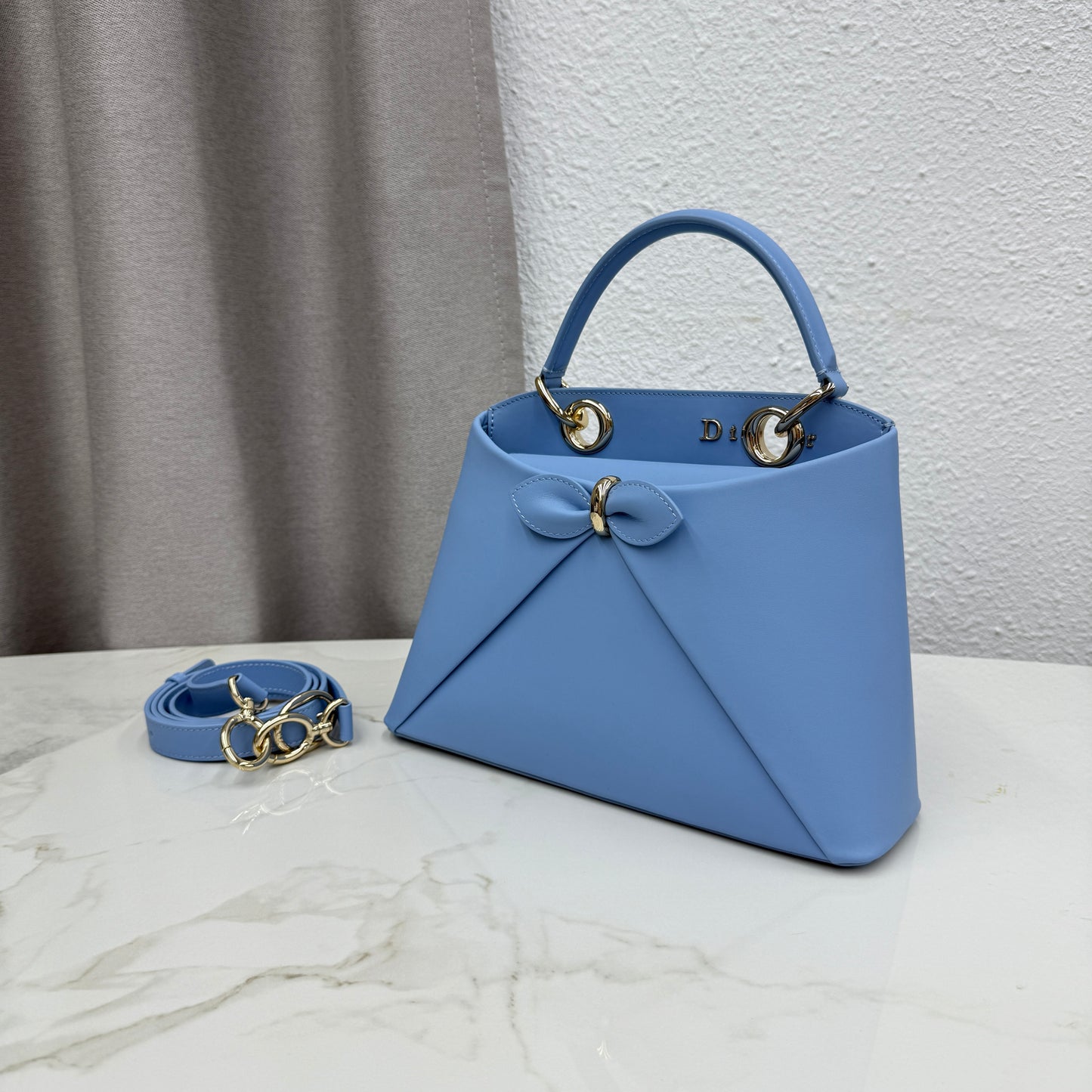 Dior Bow Tote Blue Hardware DO0737 - Image 7