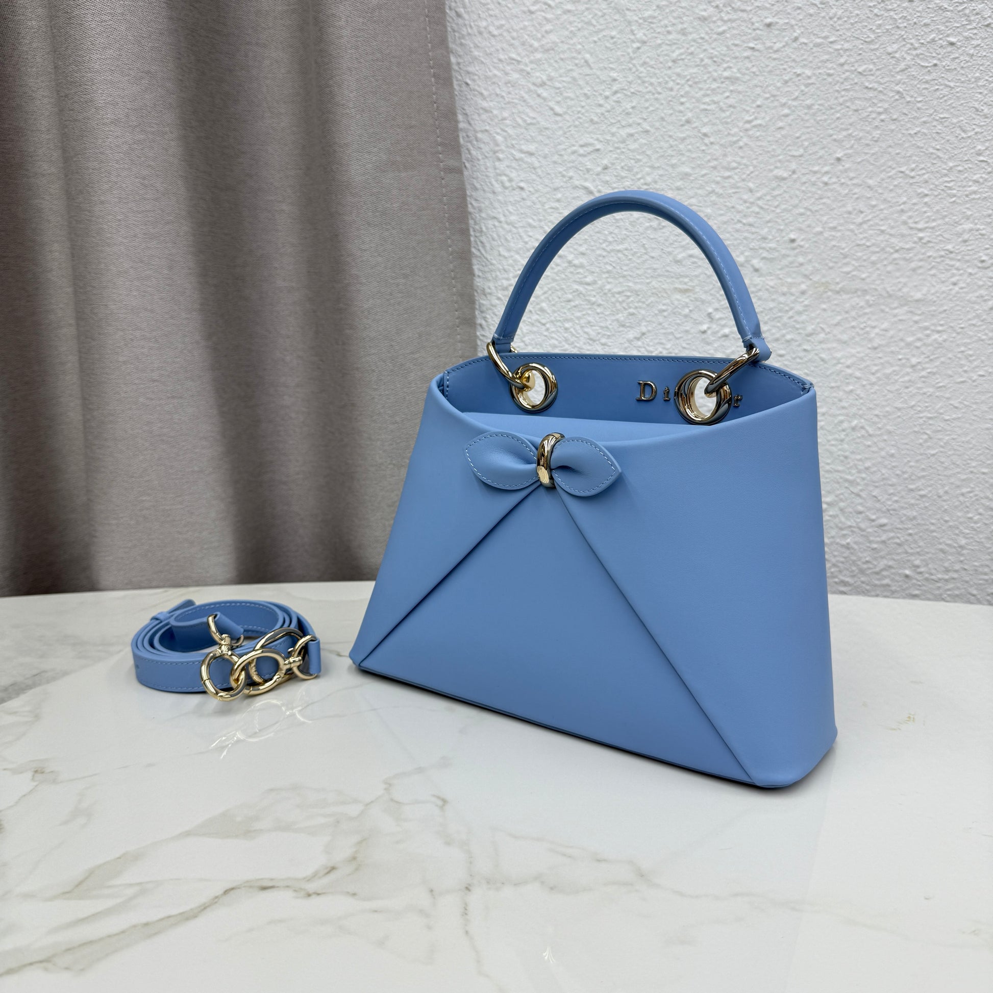 Dior Bow Tote Blue Hardware DO0737 - Image 7
