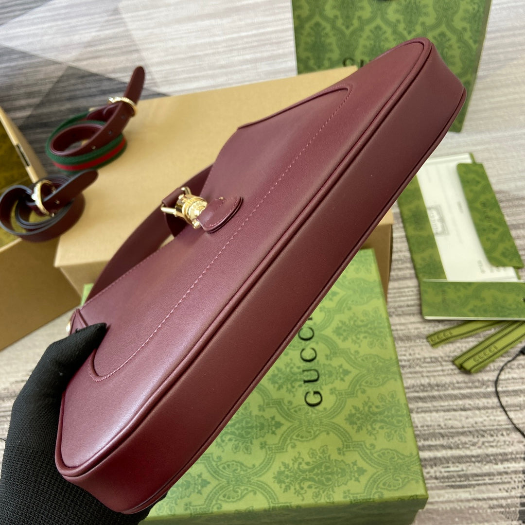 GC  Jackie handbag shoulder bag plain leather 810232 wine red