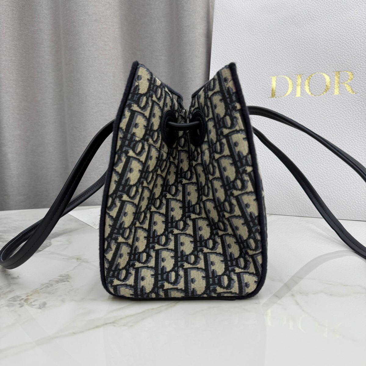 Dior Small Promenade Shopping Bag Blue Canvas M1410