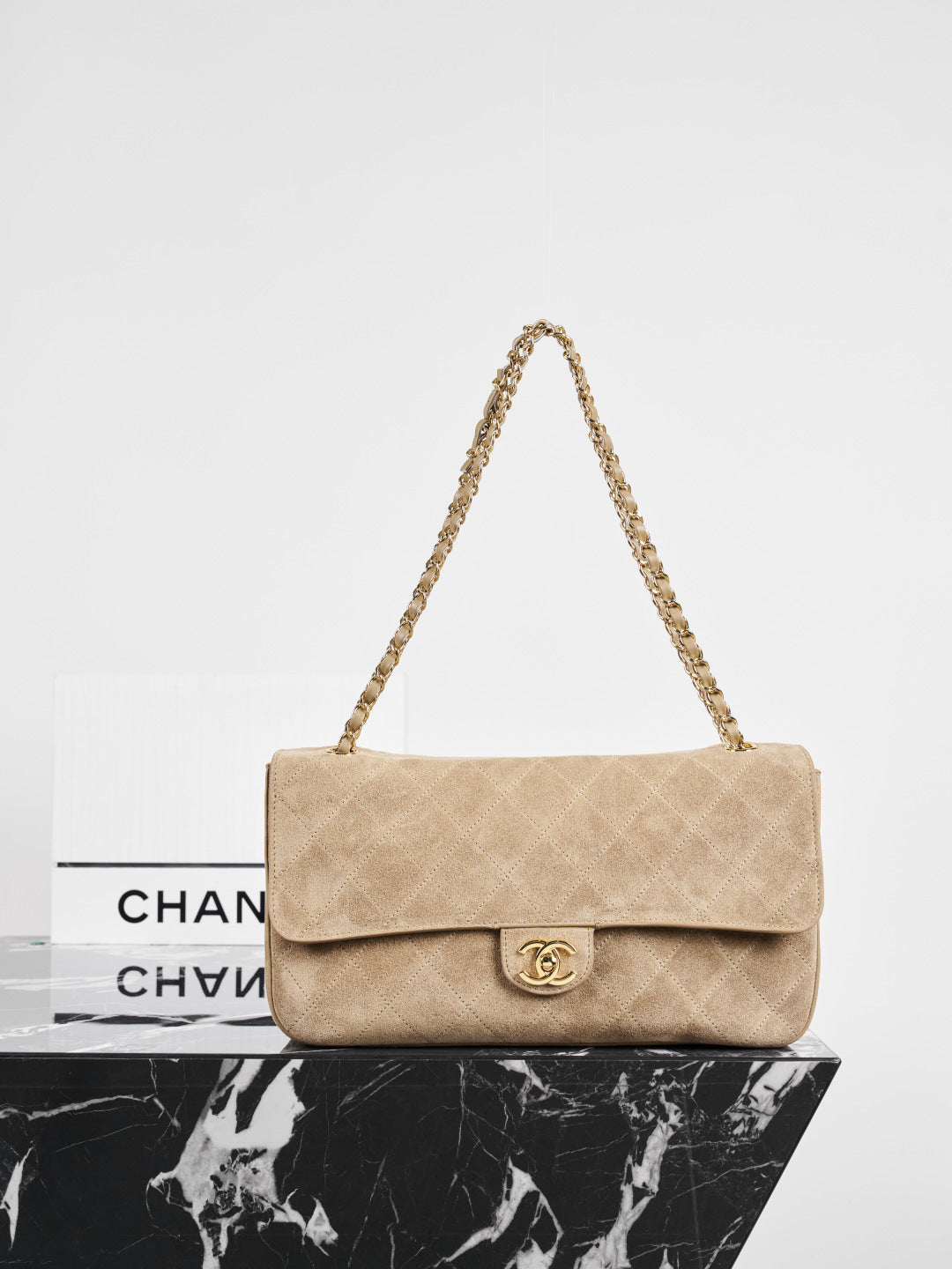 Chanel Maxi Flap Dark Beige Suede - Image 2