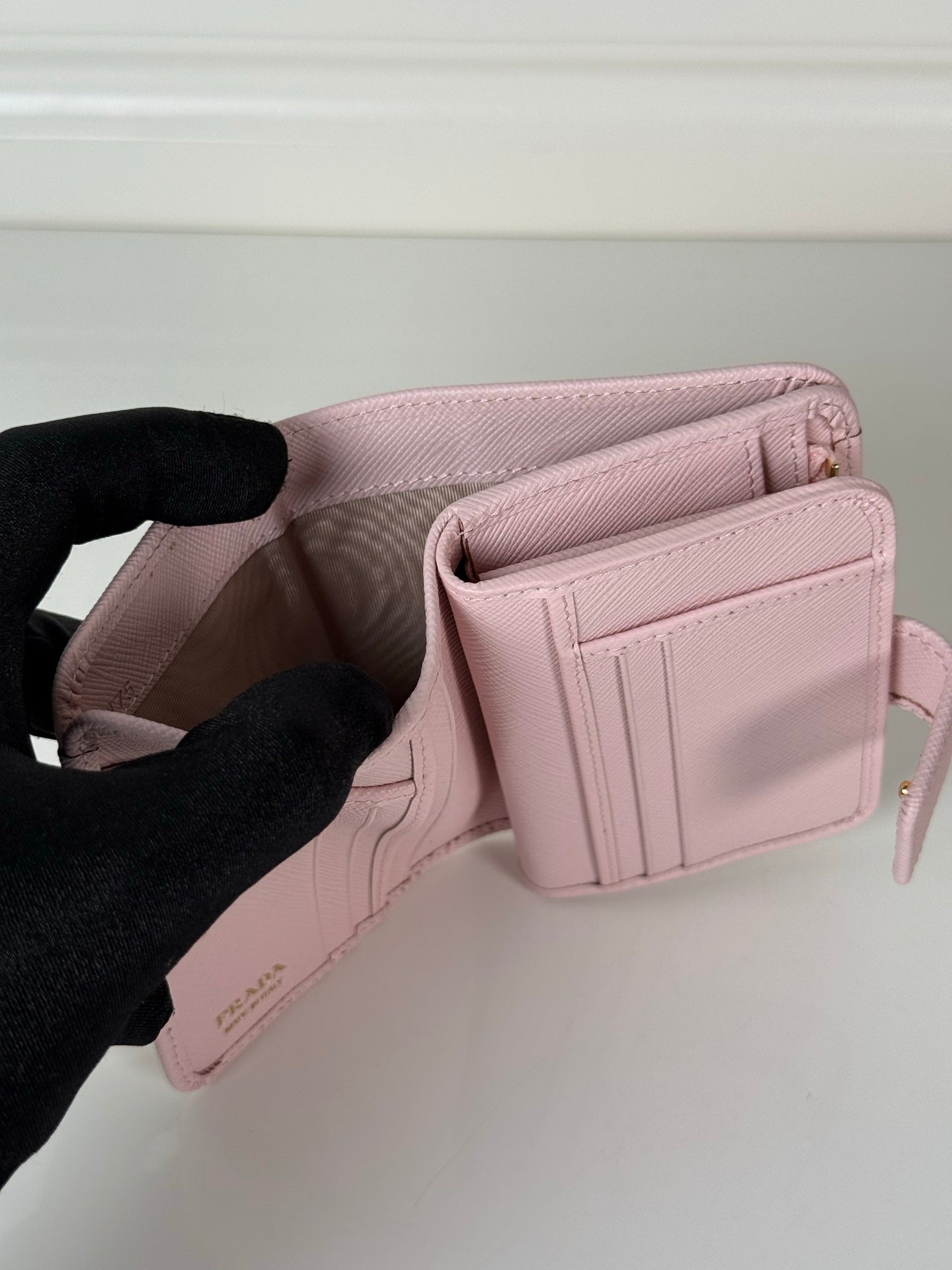 Prada Saffiano Leather Short Wallet Pink 1ML018 - View 5