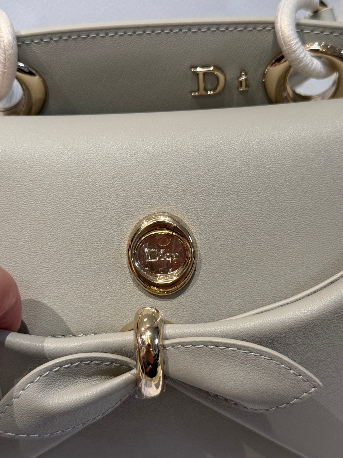 Dior Bow Tote Grey Gold Hardware DO0737 - Image 5
