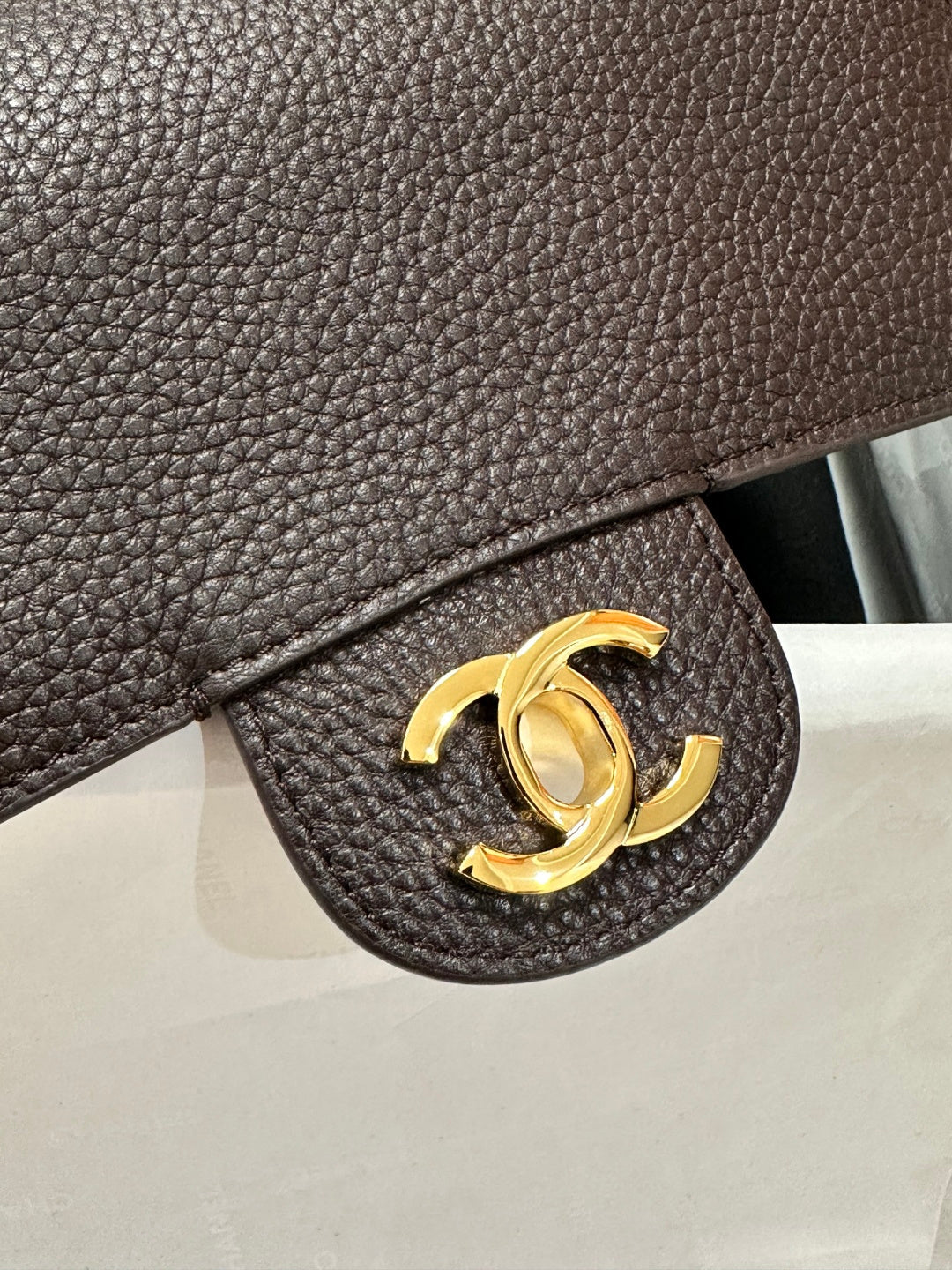 Chanel Maxi Flap Bag Coffee Gold Hardware AS6573