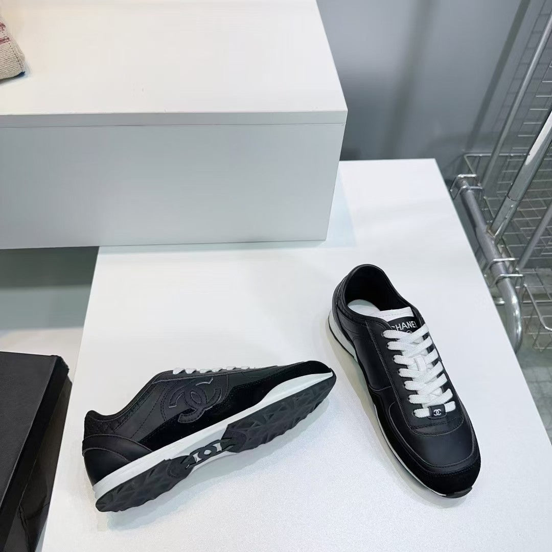 CHA SNEAKERS Calfskin Suede Calfskin Black B19848