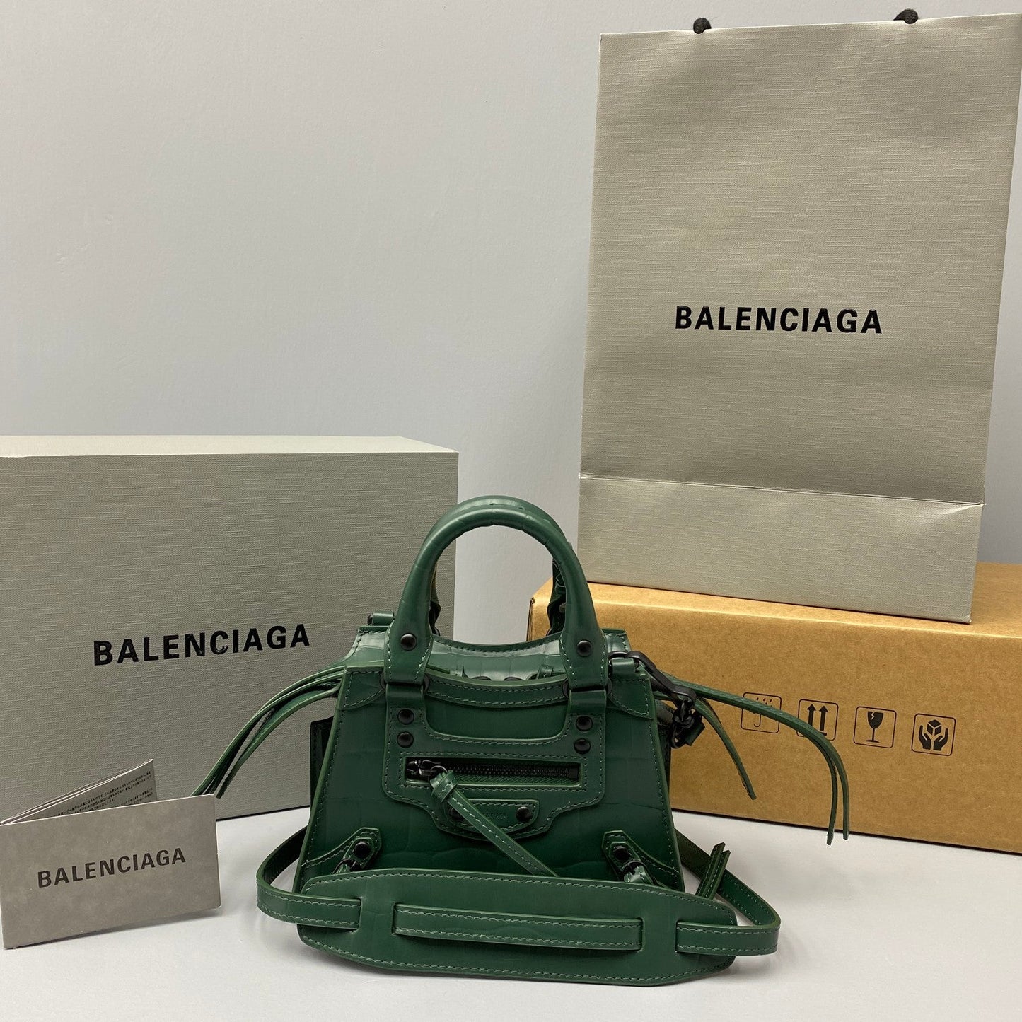 balenciaga neo classic mini size army green 92535
