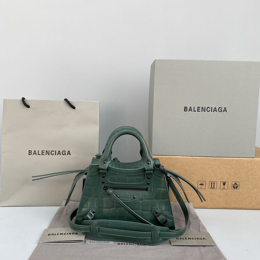balenciaga neo classic small size army green 92535