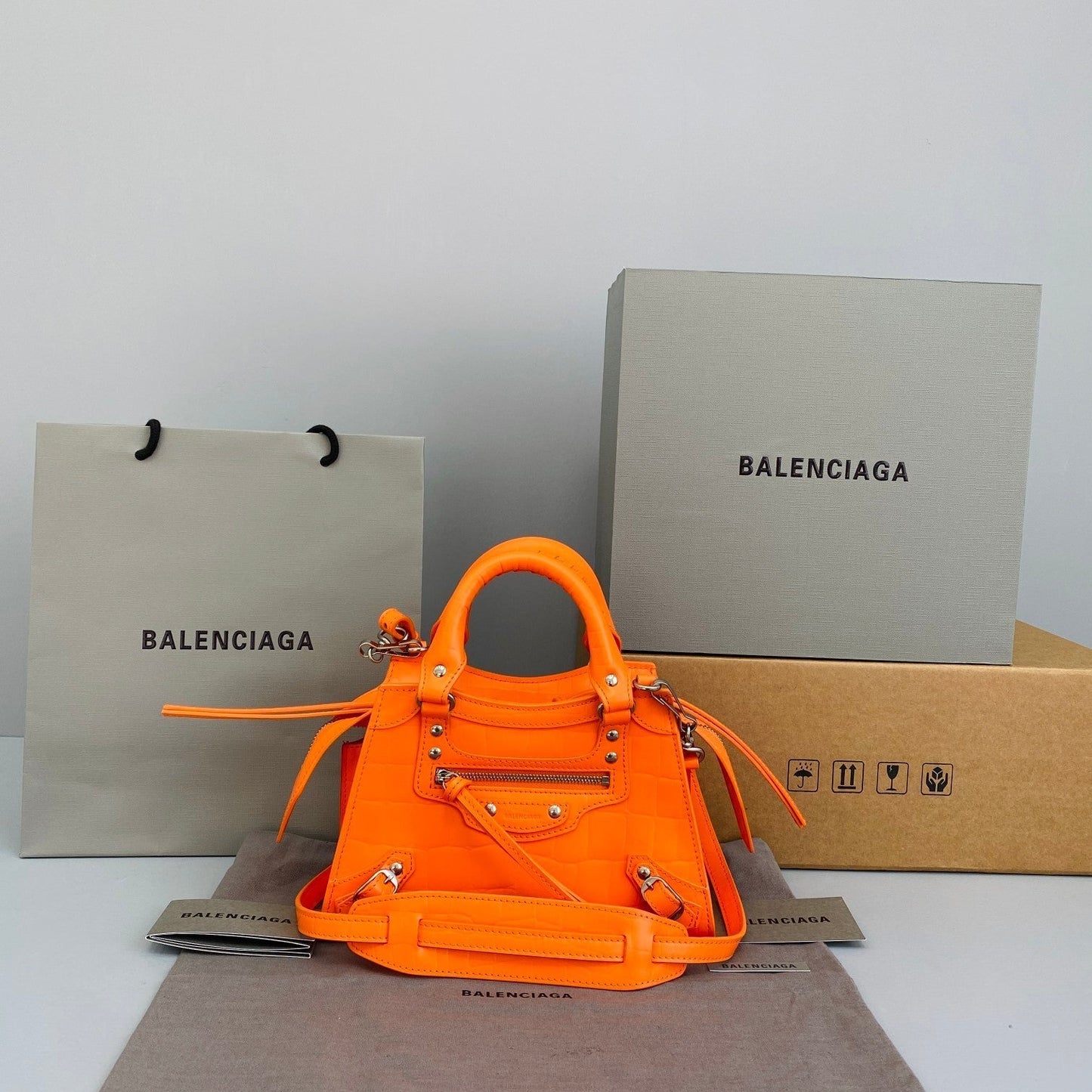 balenciaga bag orange neo classic small size 92353