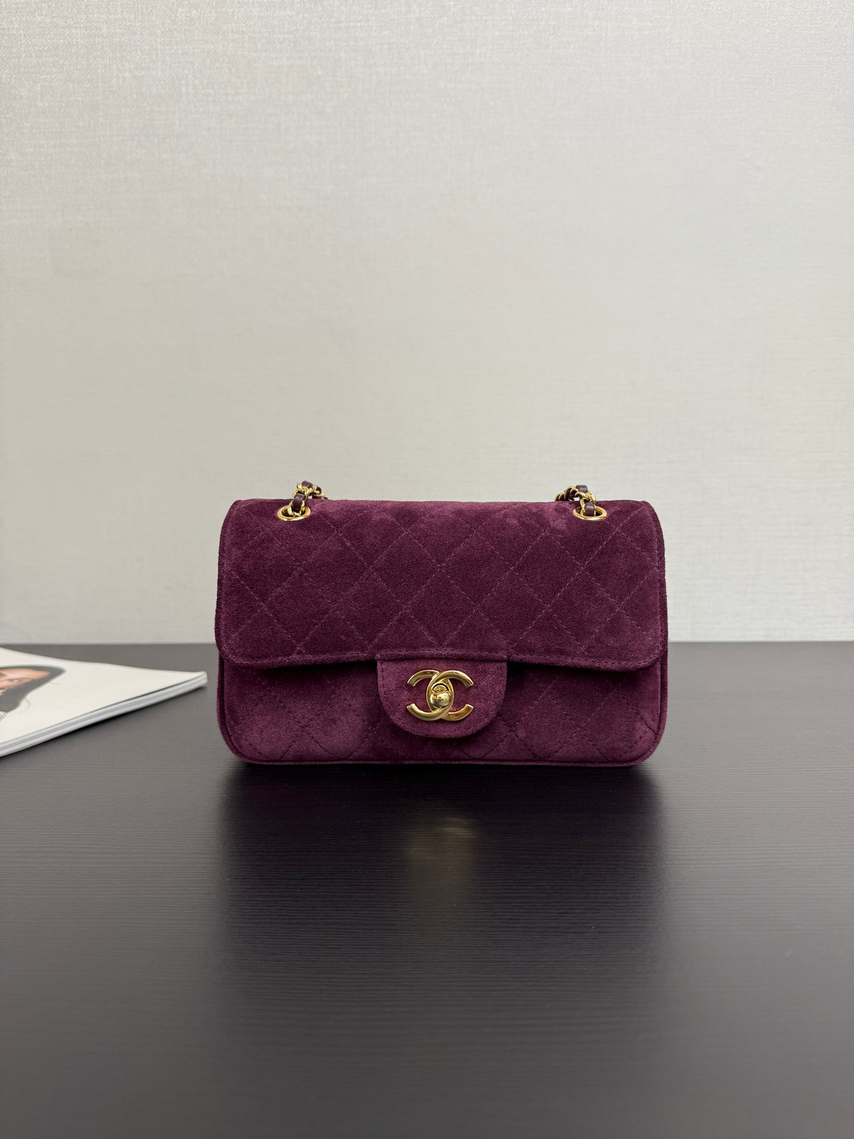 Chanel Maxi Mini Flap Bag Wine Red Gold Hardware AS6626