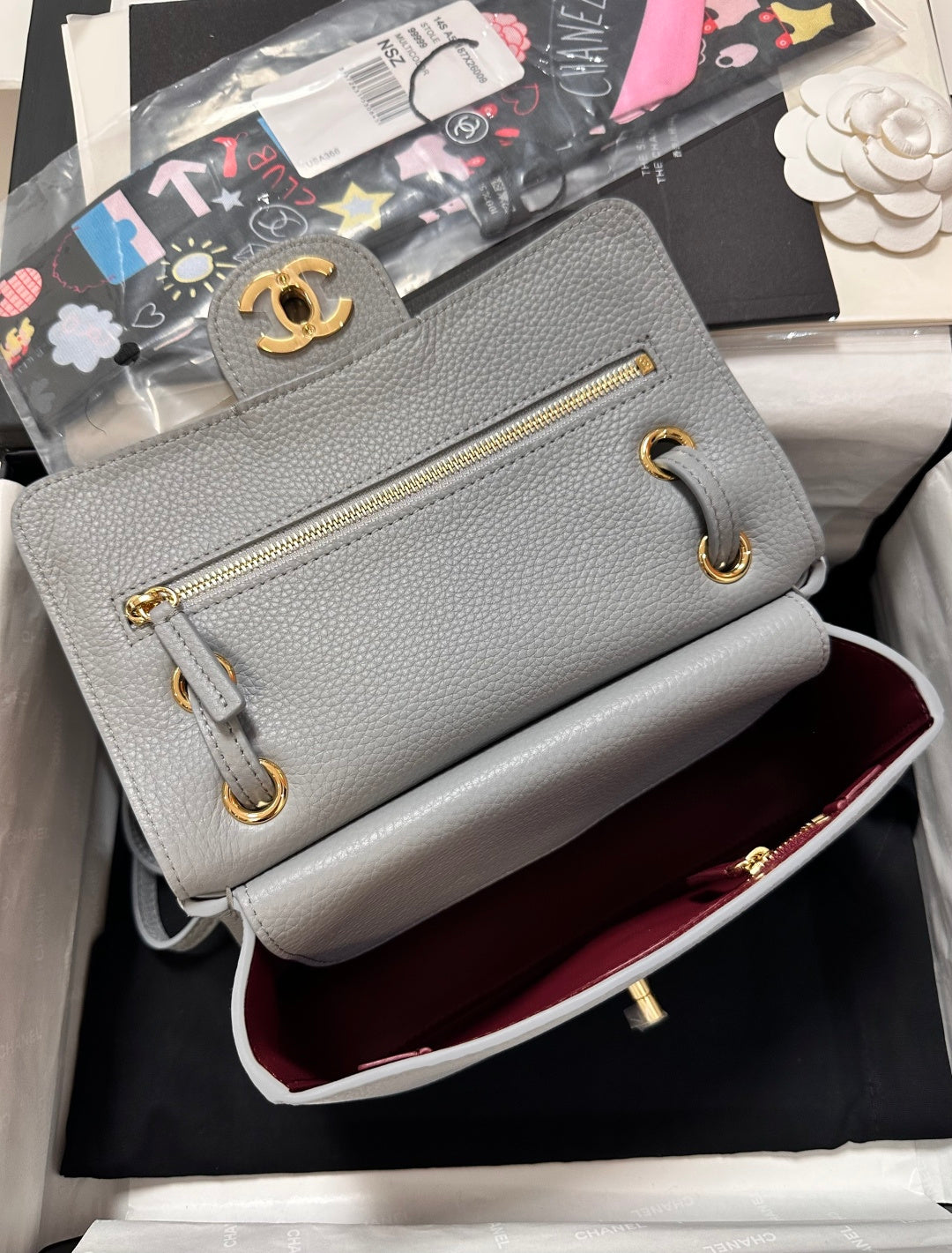 Chanel Maxi Flap Bag Grey Gold Hardware AS6573